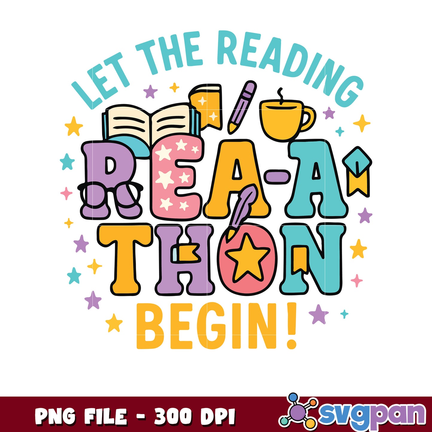 Read-A-Thon PNG Design 300 DPI