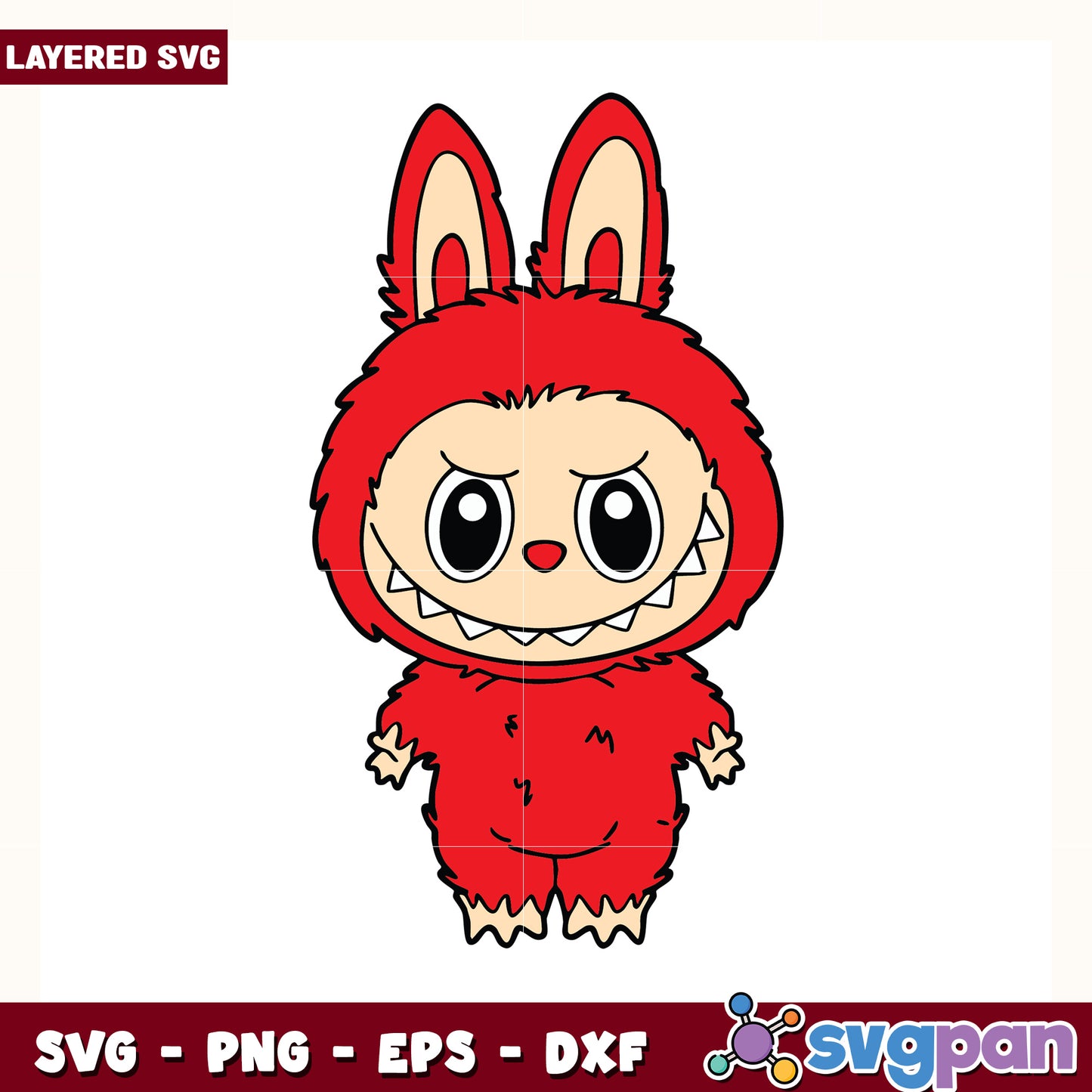 Red labubu design svg, cute labubu toys svg, labubu cartoon svg