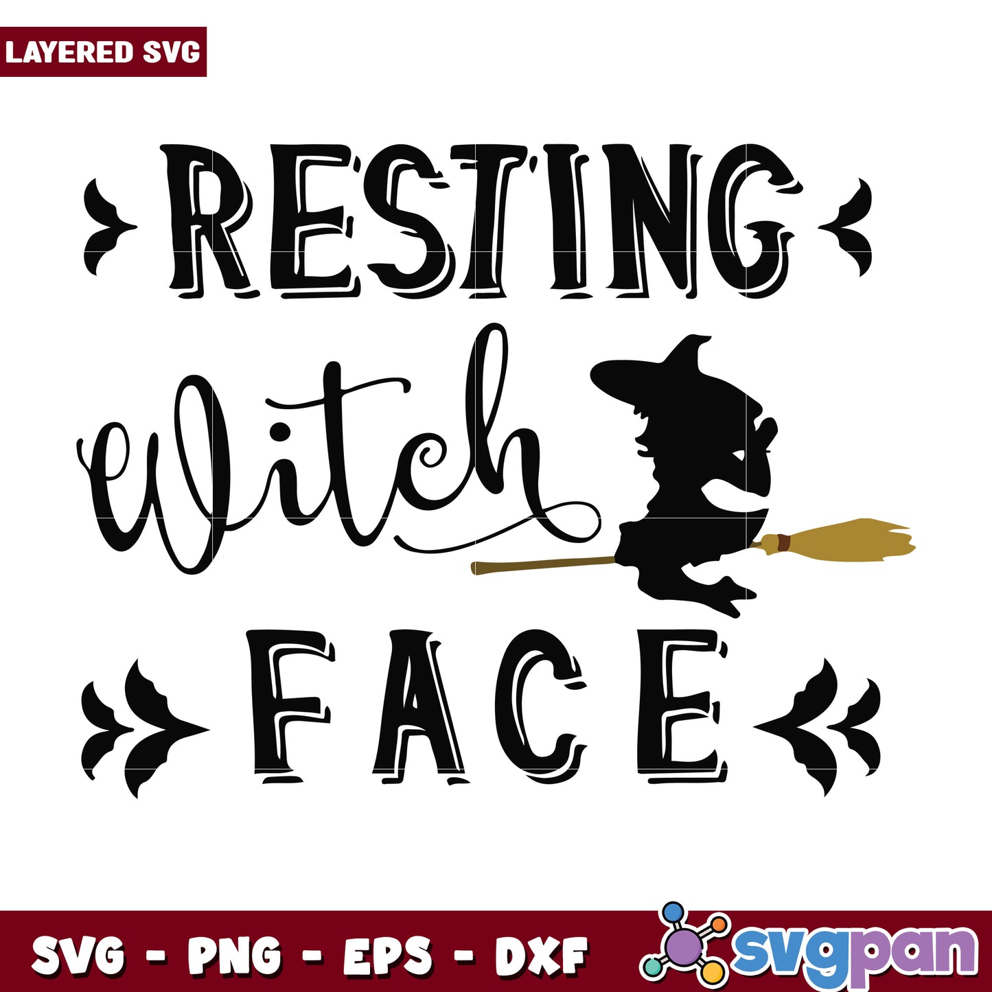 Resting witch face svg, halloween svg, horror movies characters svg