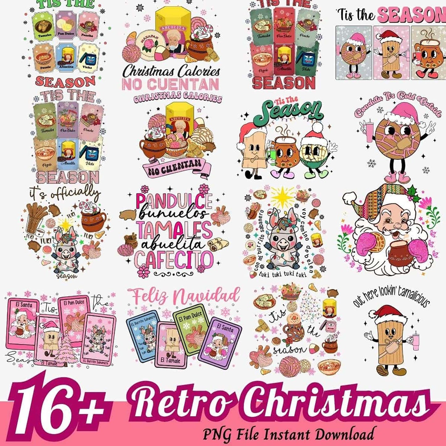 Retro Christmas PNG Bundle