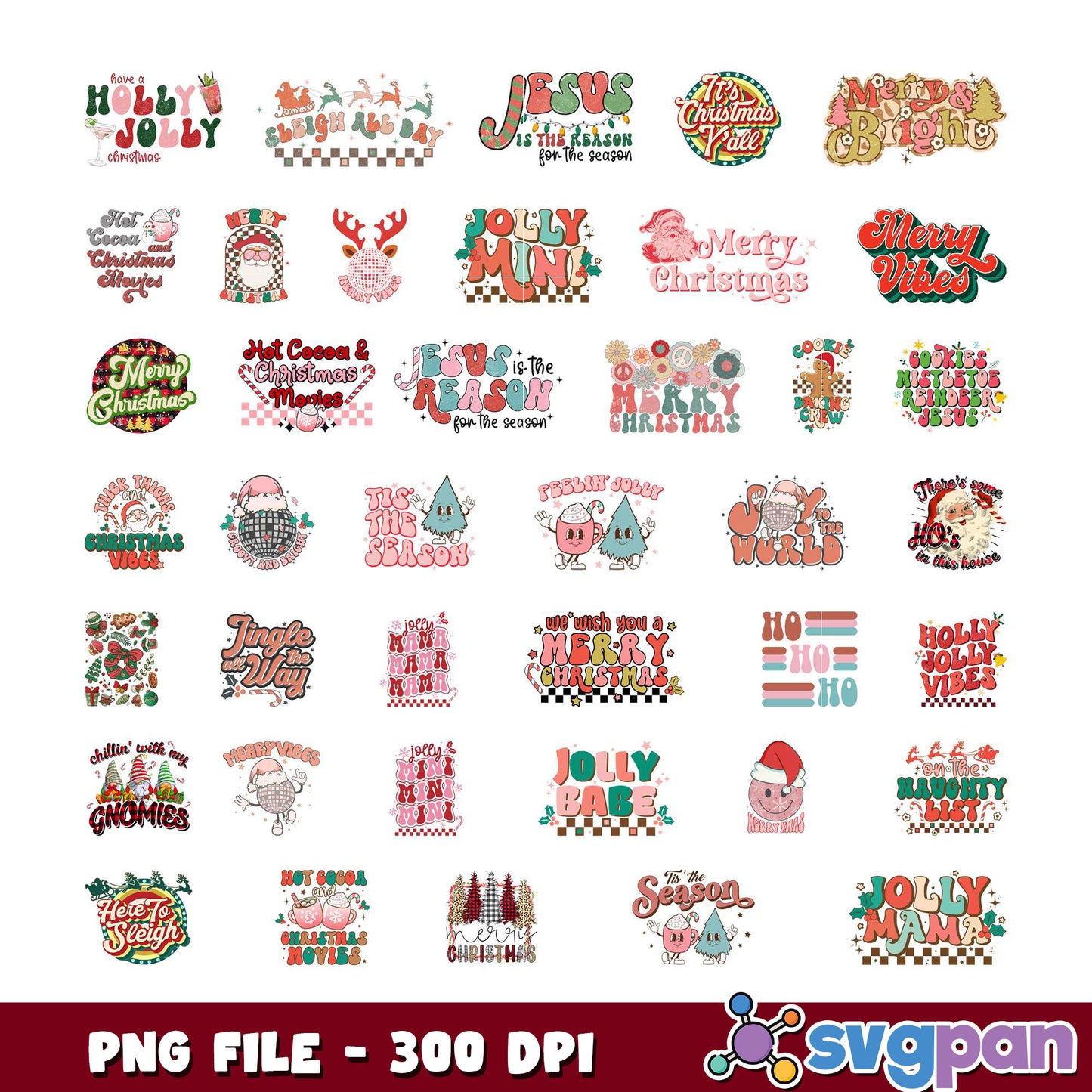 Retro Christmas SVG Bundle PNG