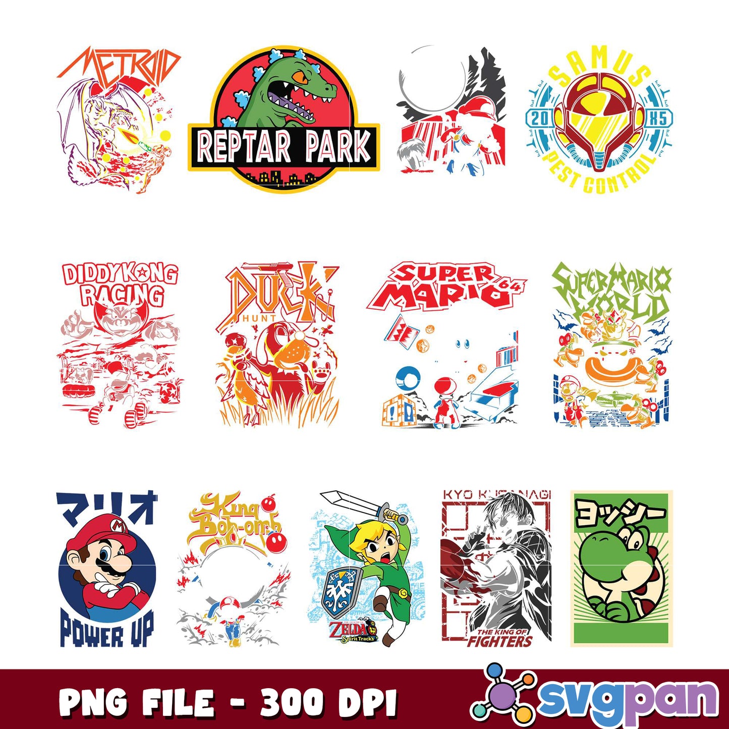 Retro Gaming TShirt Designs PNG Bundle