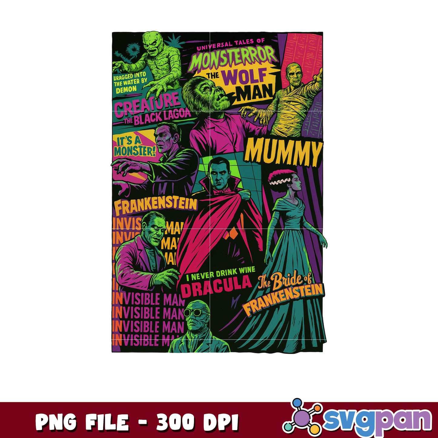 Retro halloween design png, spooky season png, halloween monster png