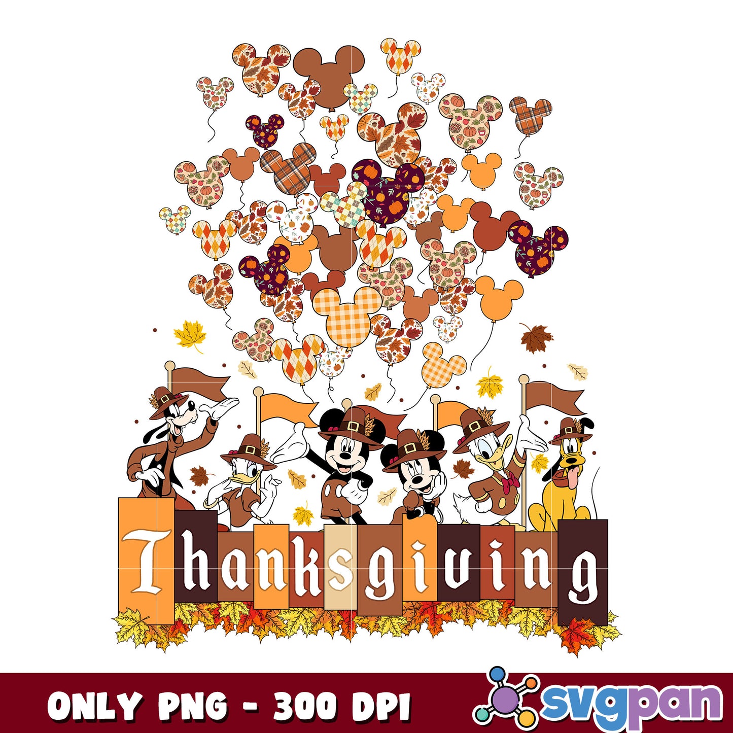 Retro hanksgiving happy fall png, mickey etro logo png
