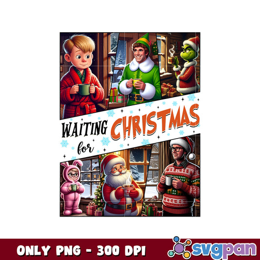 Retro waiting for christmas png