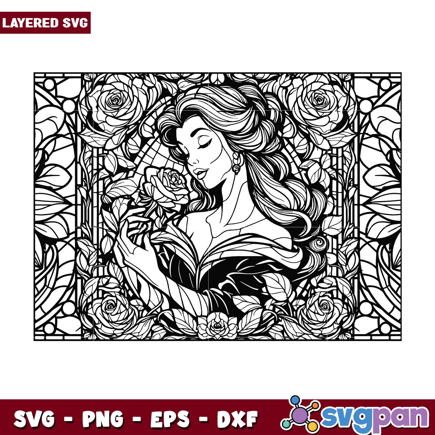 Rose Princess SVG Coloring Page