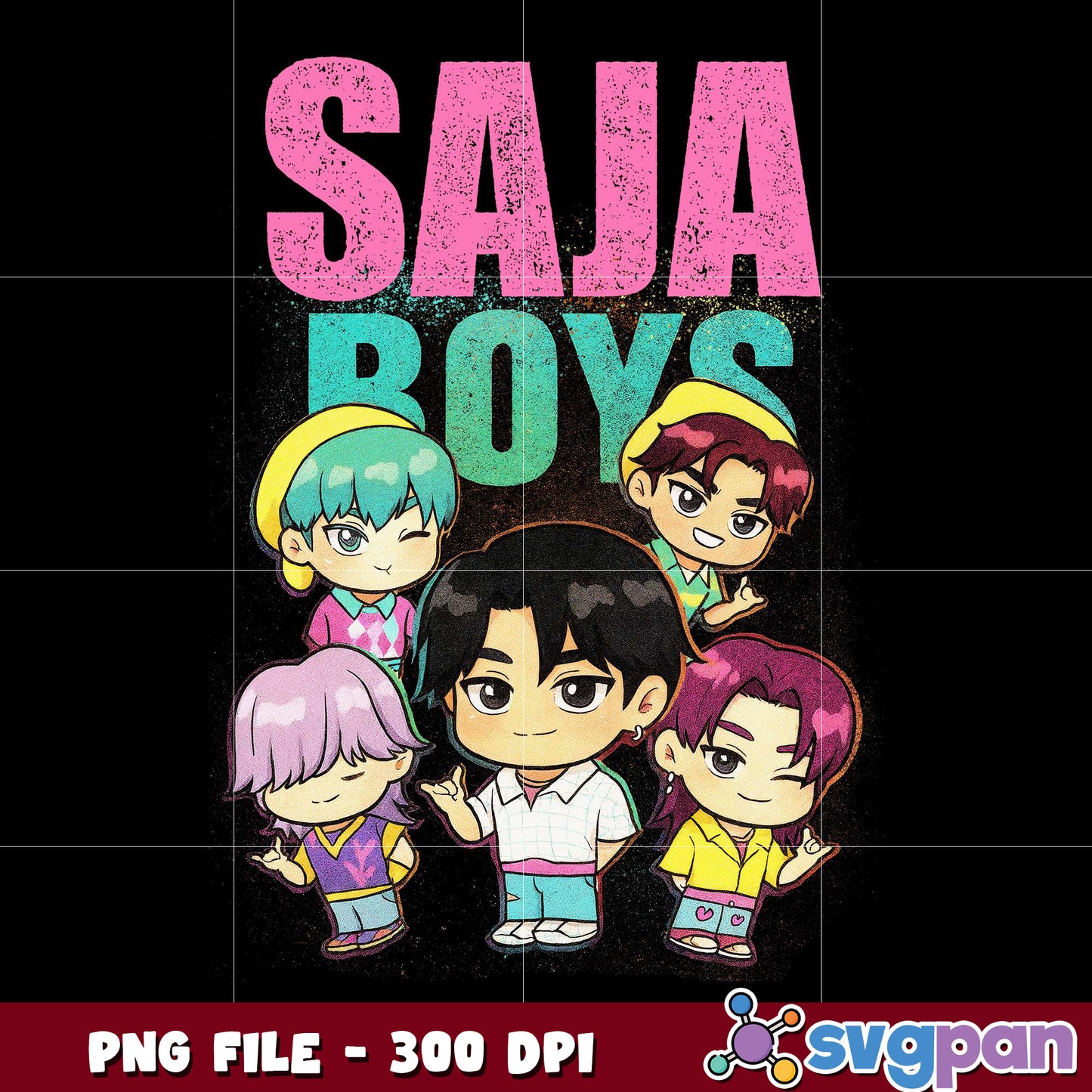 Saja boys chibi png, kpop demon hunter png, netflix cartoon png