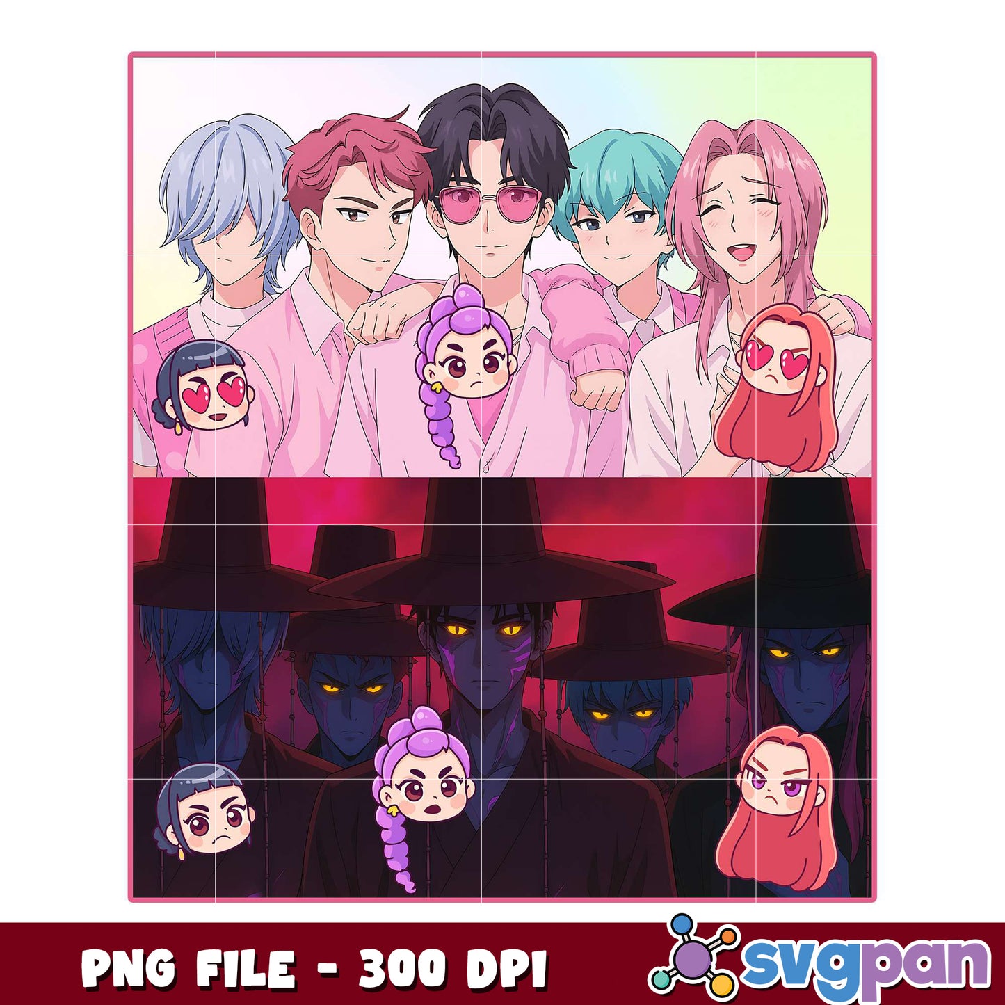 Saja boys girl dinner demon png, spooky kpop png, dark snack png