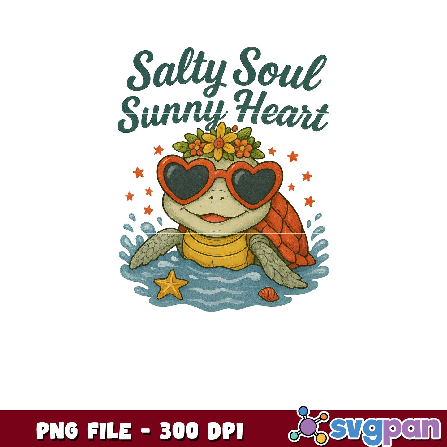 Salty Soul Sunny Heart Turtle PNG 300 DPI