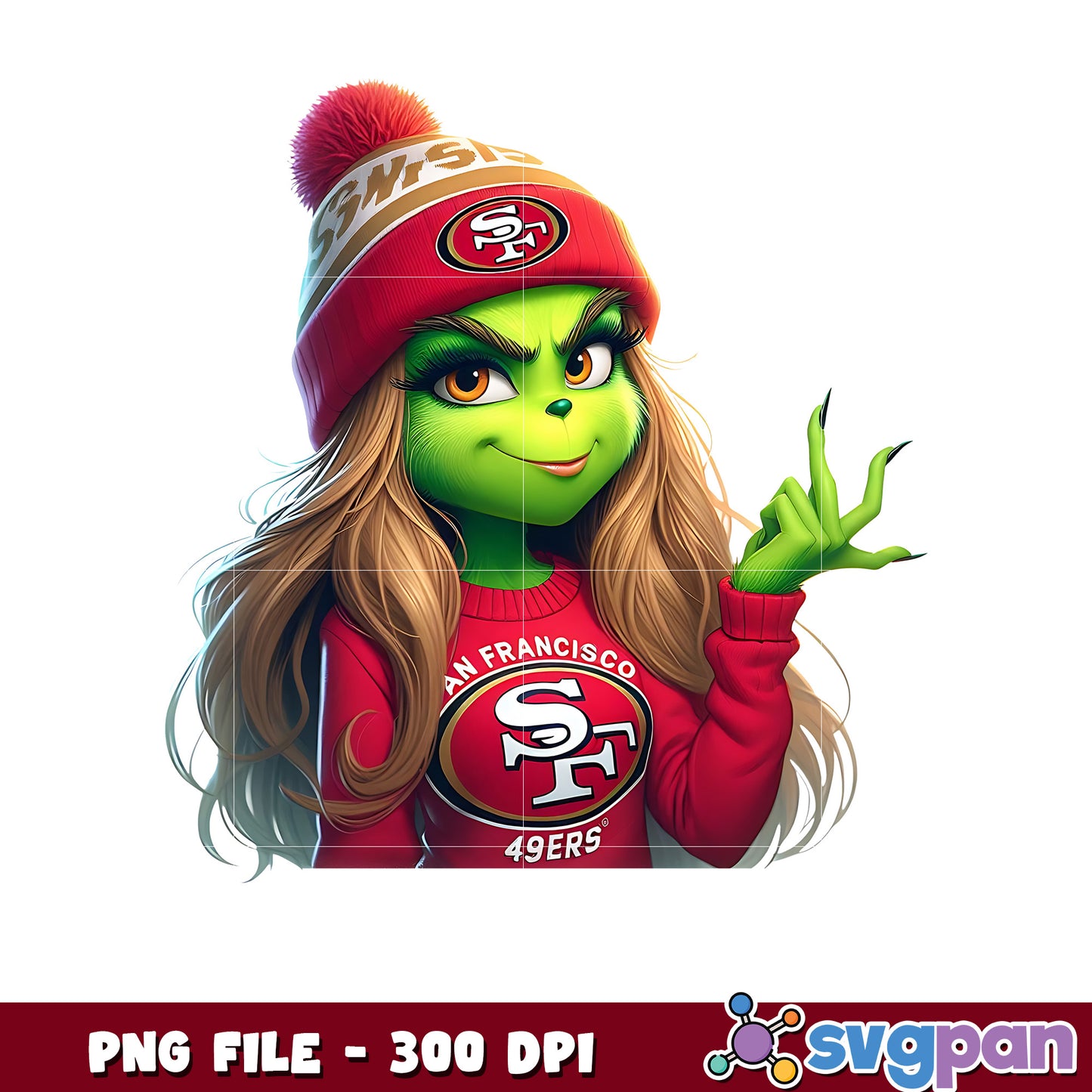 San franciscco 49ers girl grinch png, nfl playoffs png, nfl football png