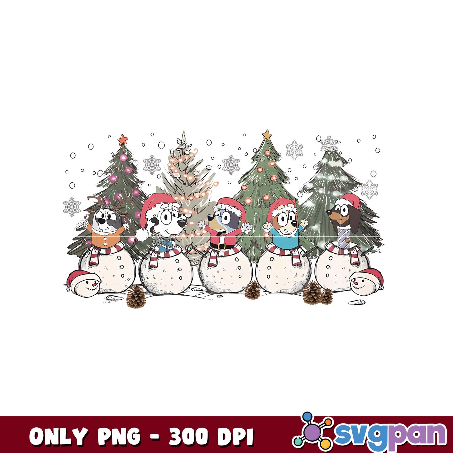 Santa bluey cartoon png, bluey tree png, bluey and friends png