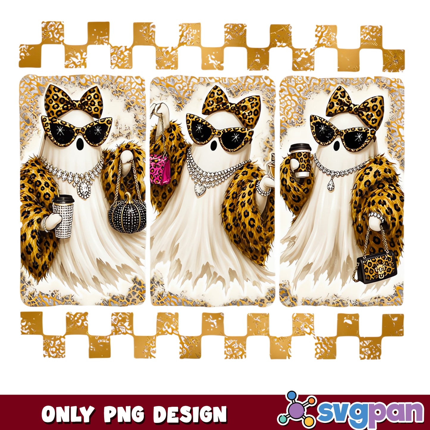 Sassy Ghost Leopard Print Halloween PNG, Cute Ghost PNG, Tumbler PNG