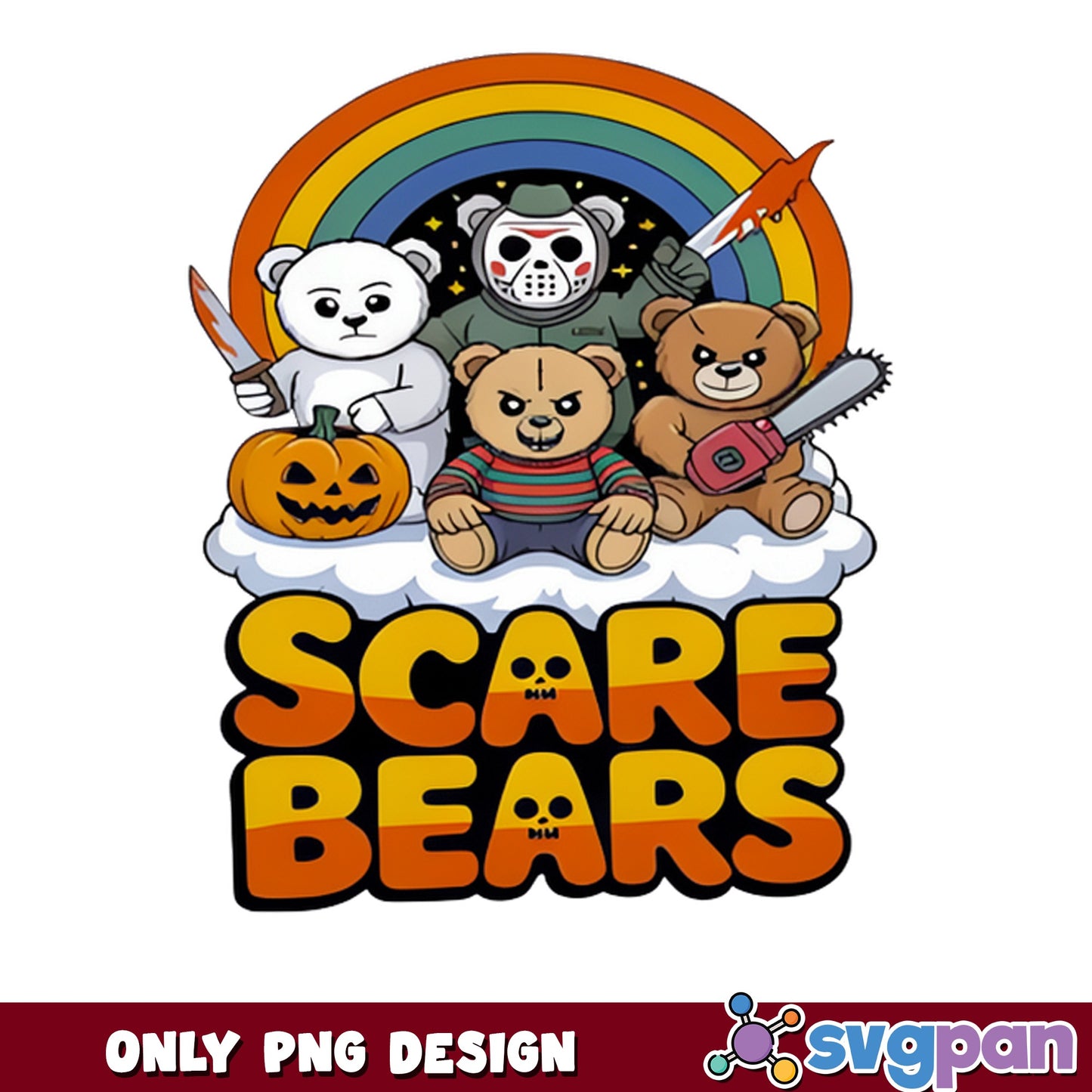 Scare Bears Horror Halloween PNG, Funny Bear Halloween PNG, Spooky PNG