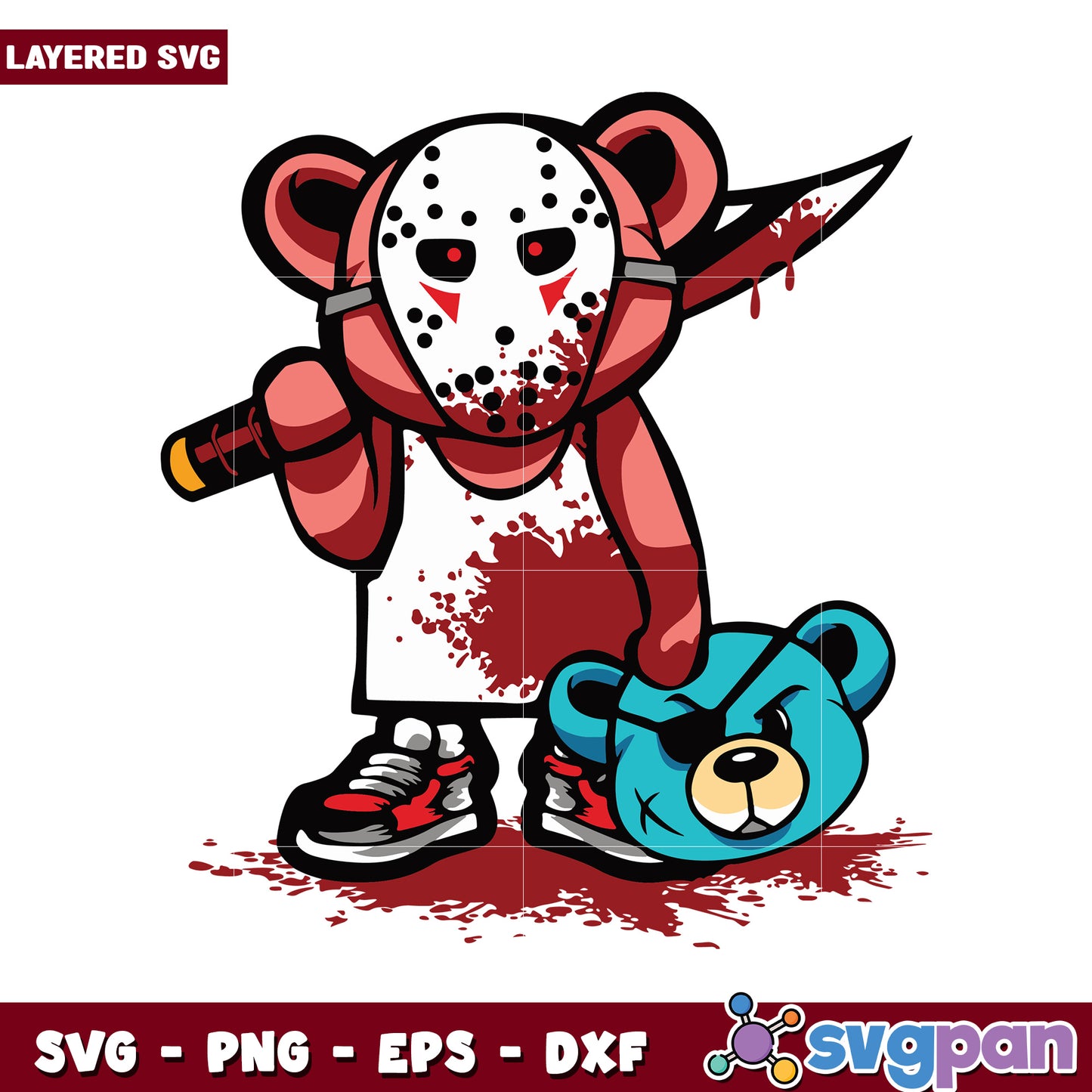 Scary Bear Character Design in SVG Format, Perfect for Halloween Crafts