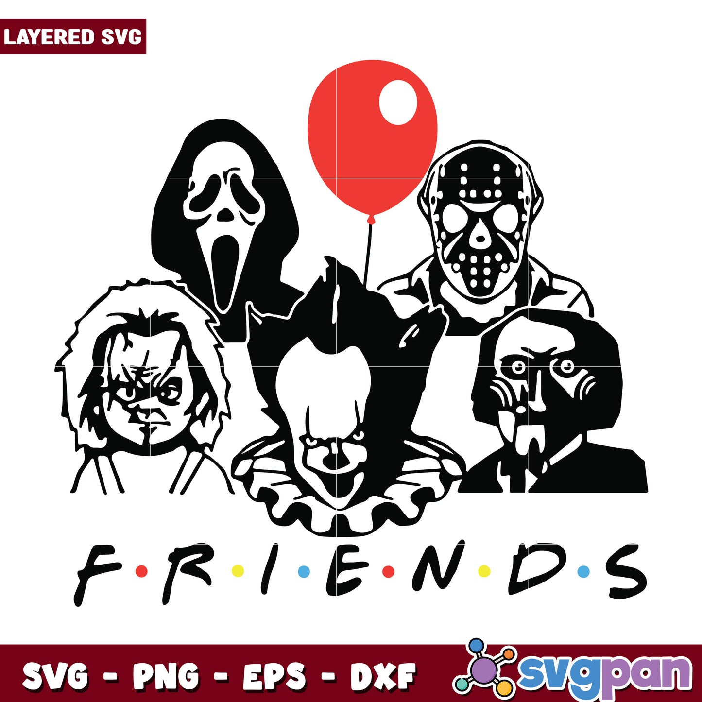 Scary friends killers svg, funny halloween svg, spooky characters svg