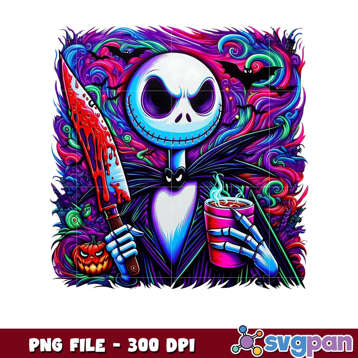 Scary jack skellington png, spooky halloween png, halloween candy png
