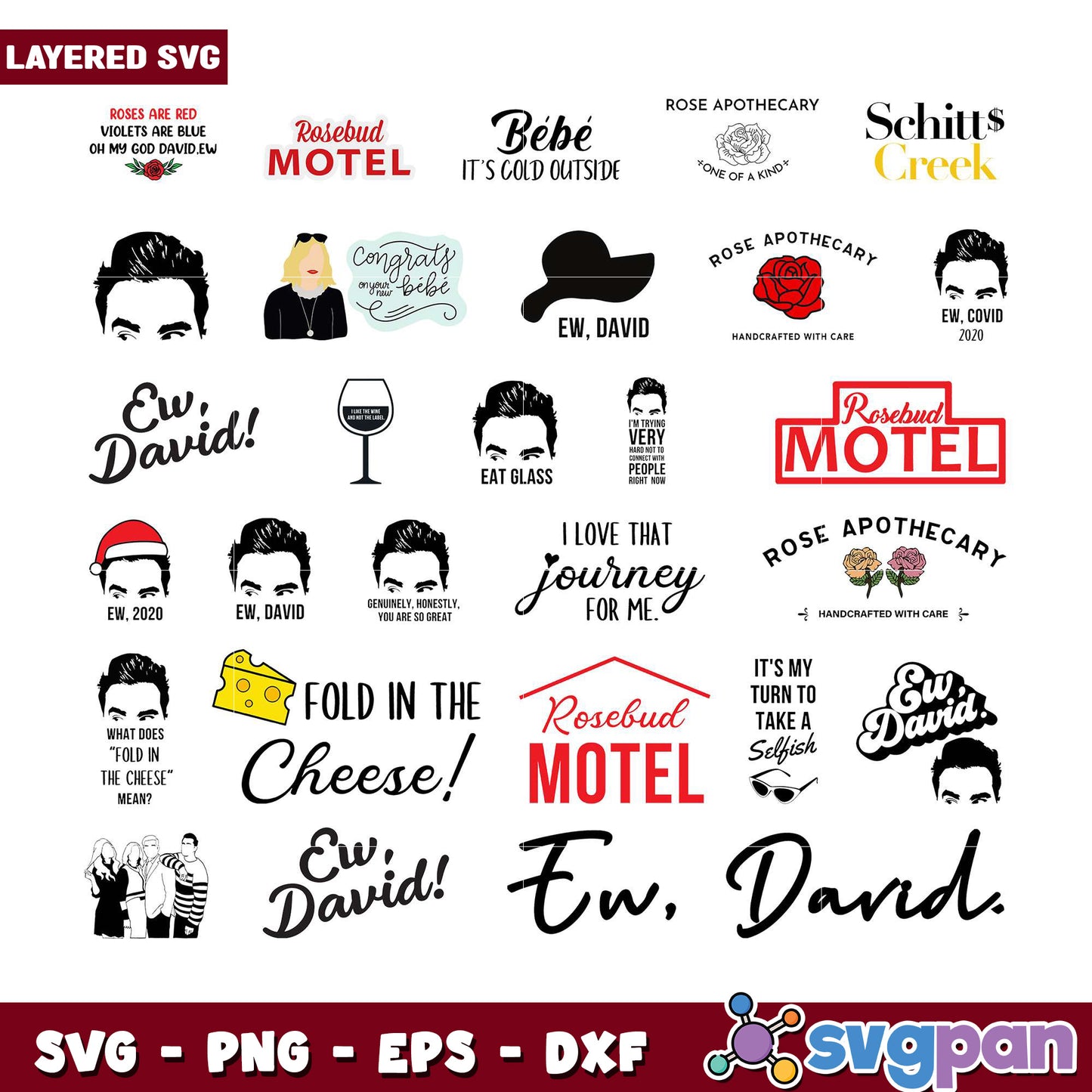 Schitt's Creek Inspired SVG Bundle for Crafters