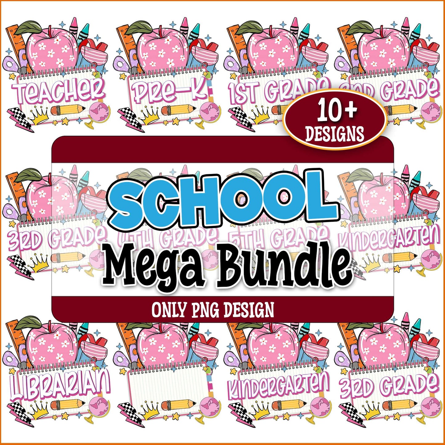 School cute design png bundle