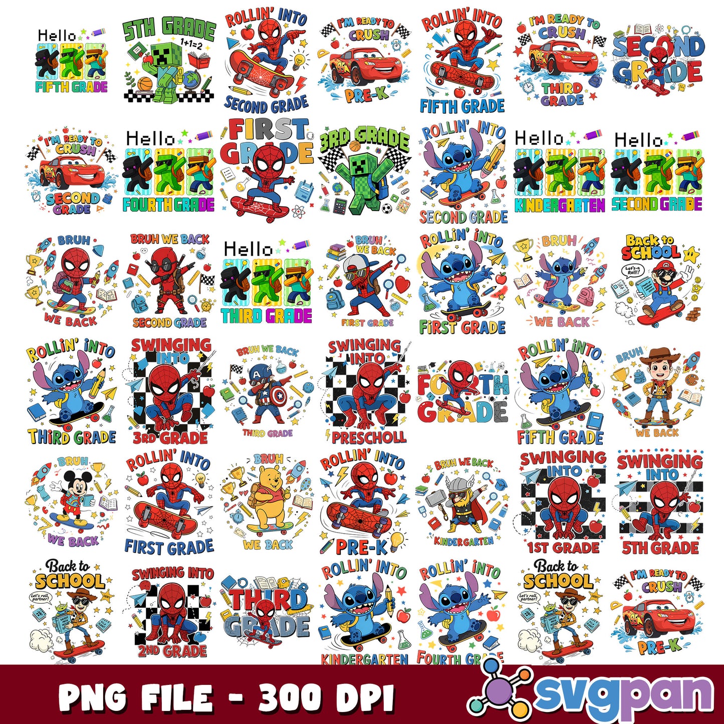 School days collection png bundle, back to school png, 100 days of school png