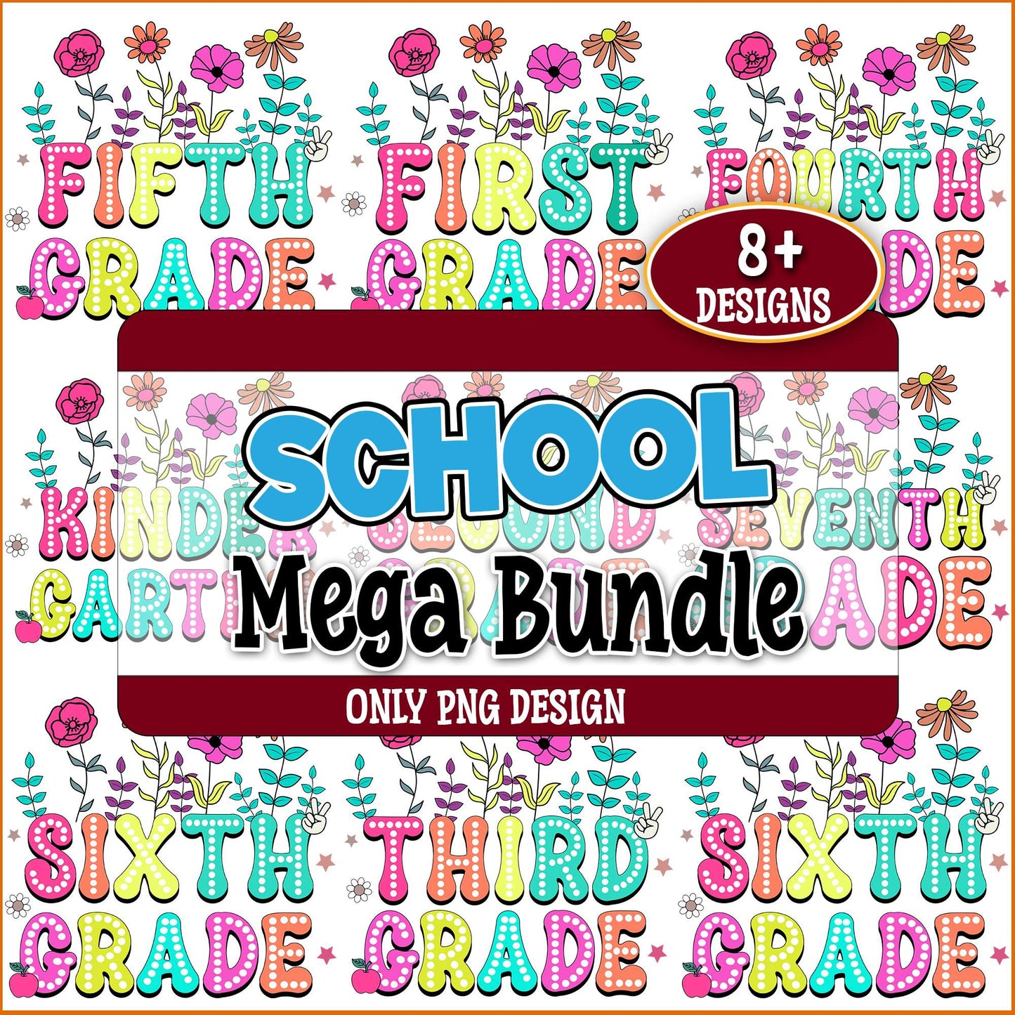 School flower design png bundle