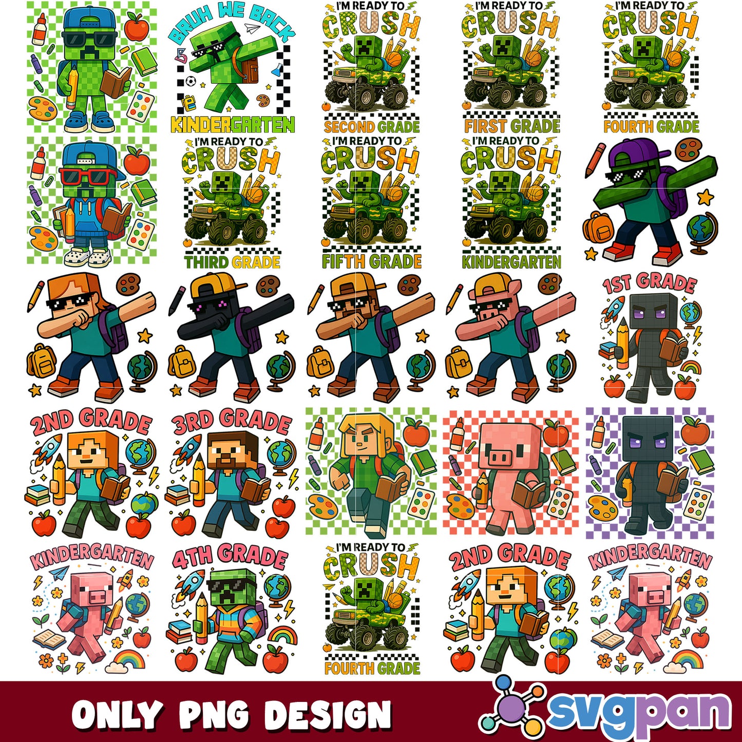 School set minecraft png bundle