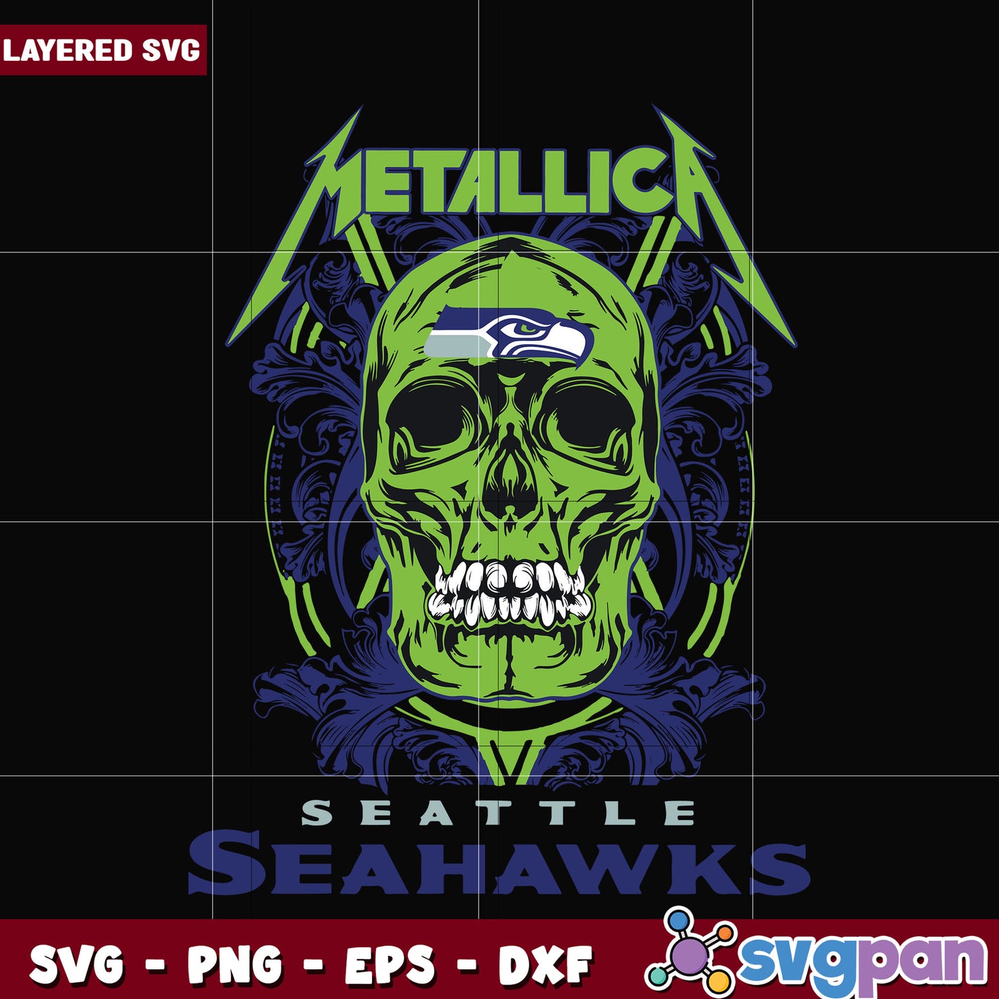 Seahawks skull metallica svg, ameircan sports svg, nfl teams logo svg