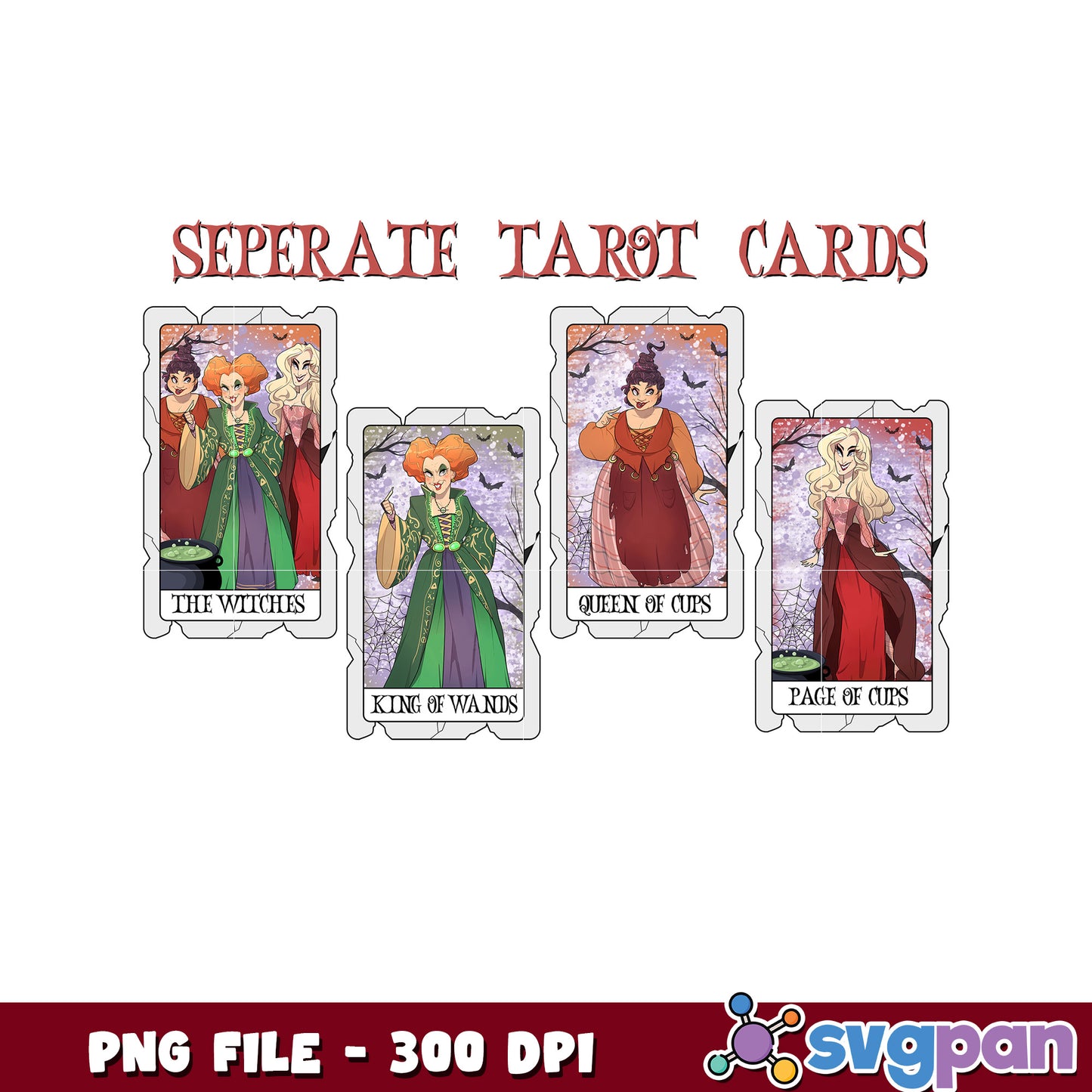 Seperate tarot cards design png, halloween png, halloween holiday png