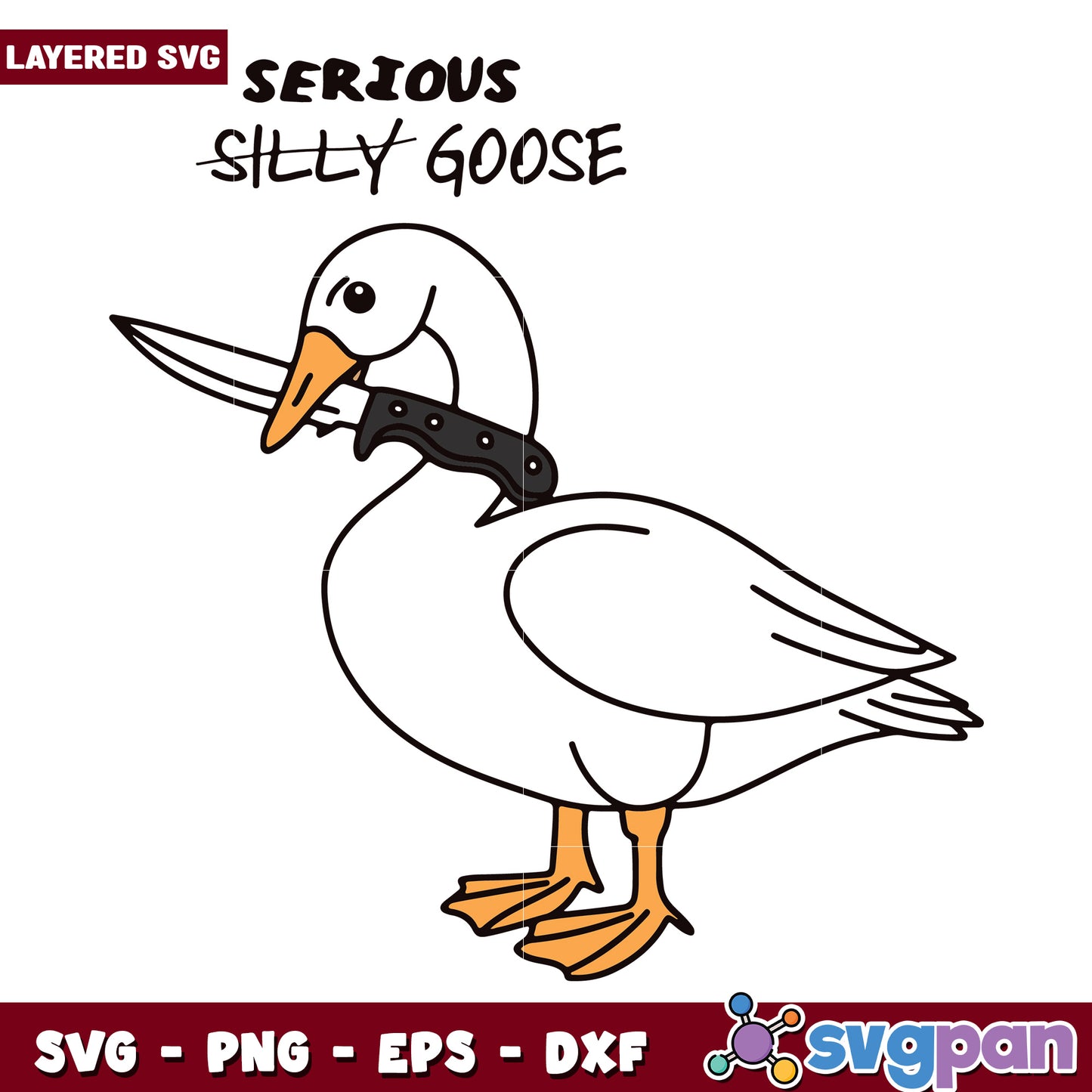 Serious silly goose svg, goose with knife svg, serious svg