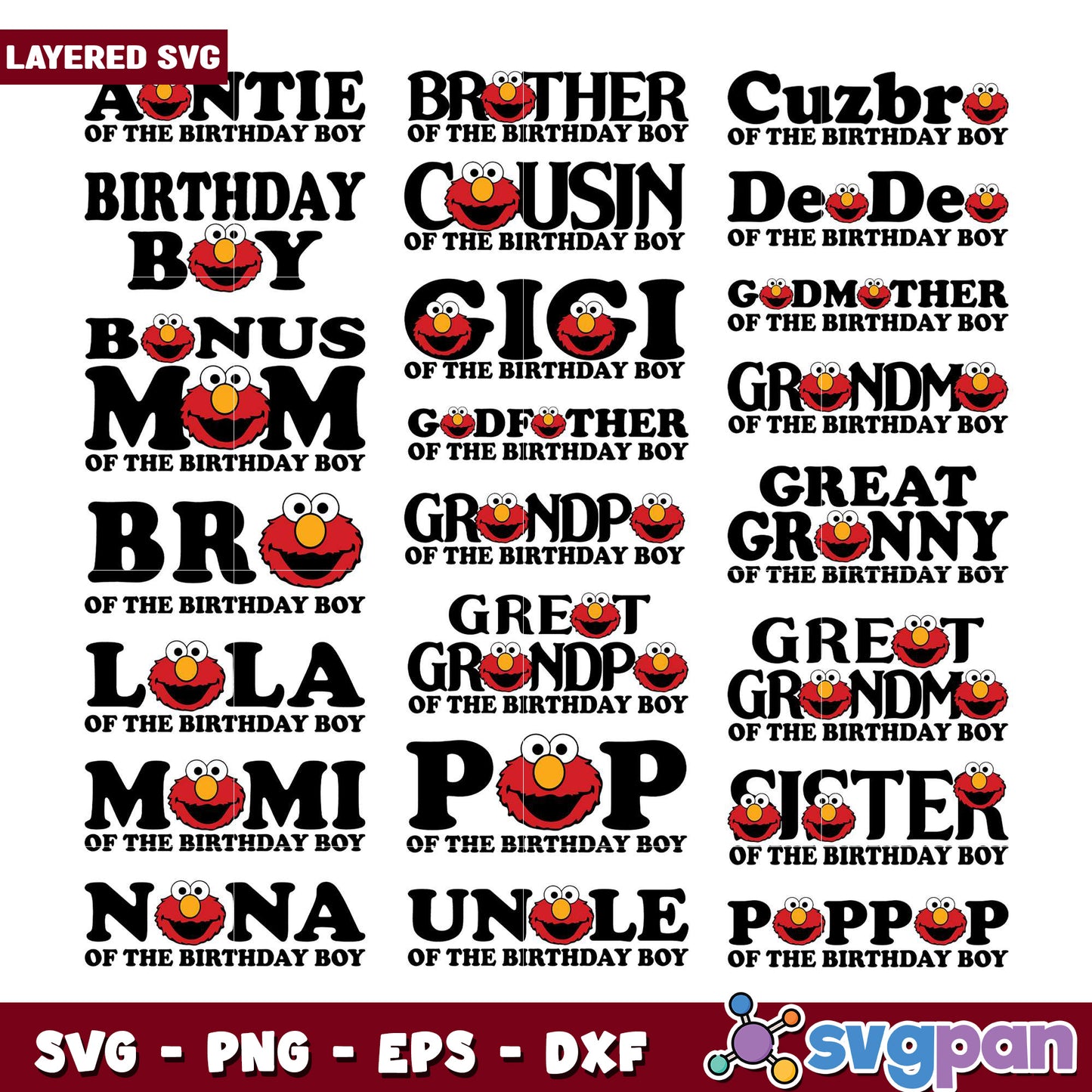 Sesame Street Birthday Family SVG Bundle