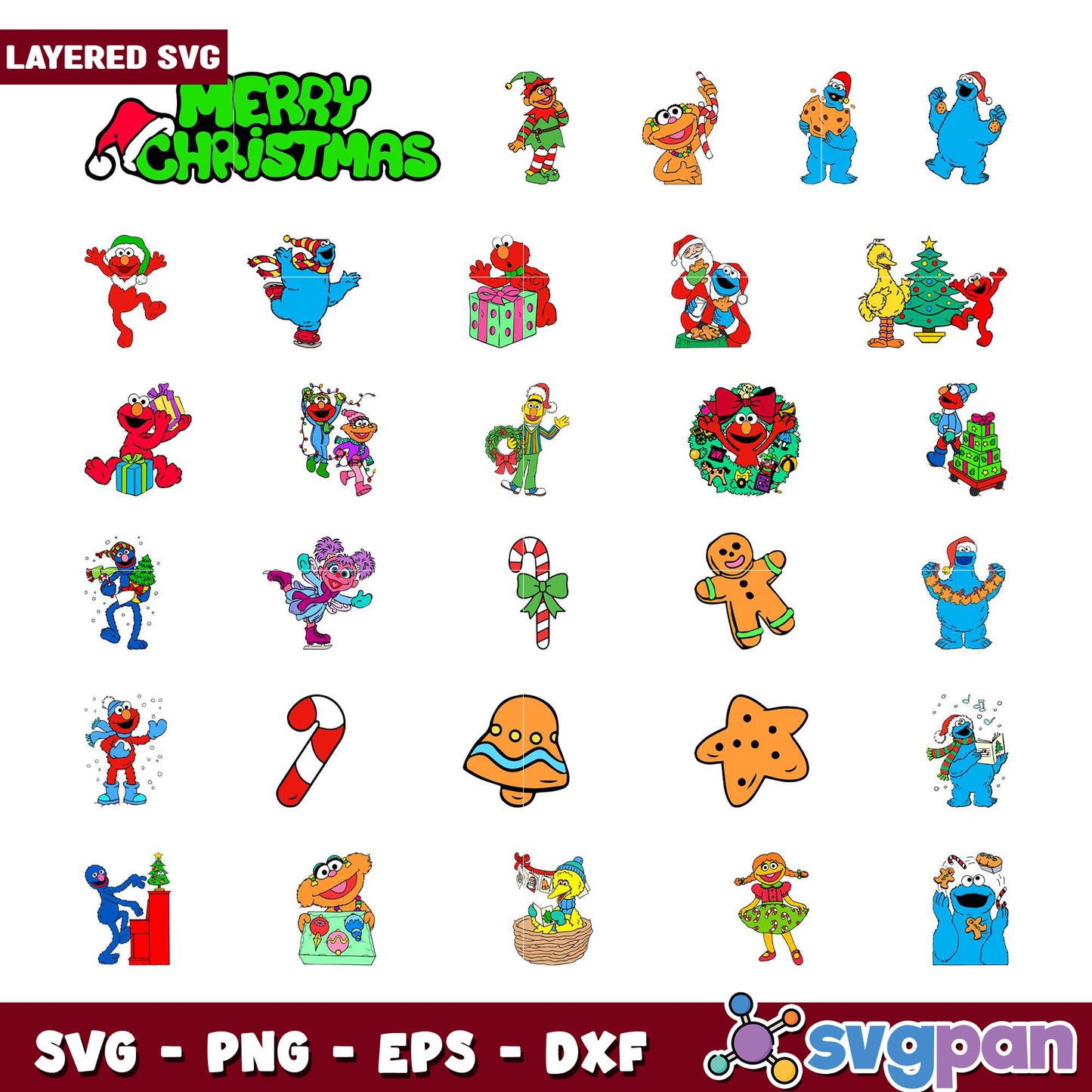 Sesame Street Christmas SVG Bundle