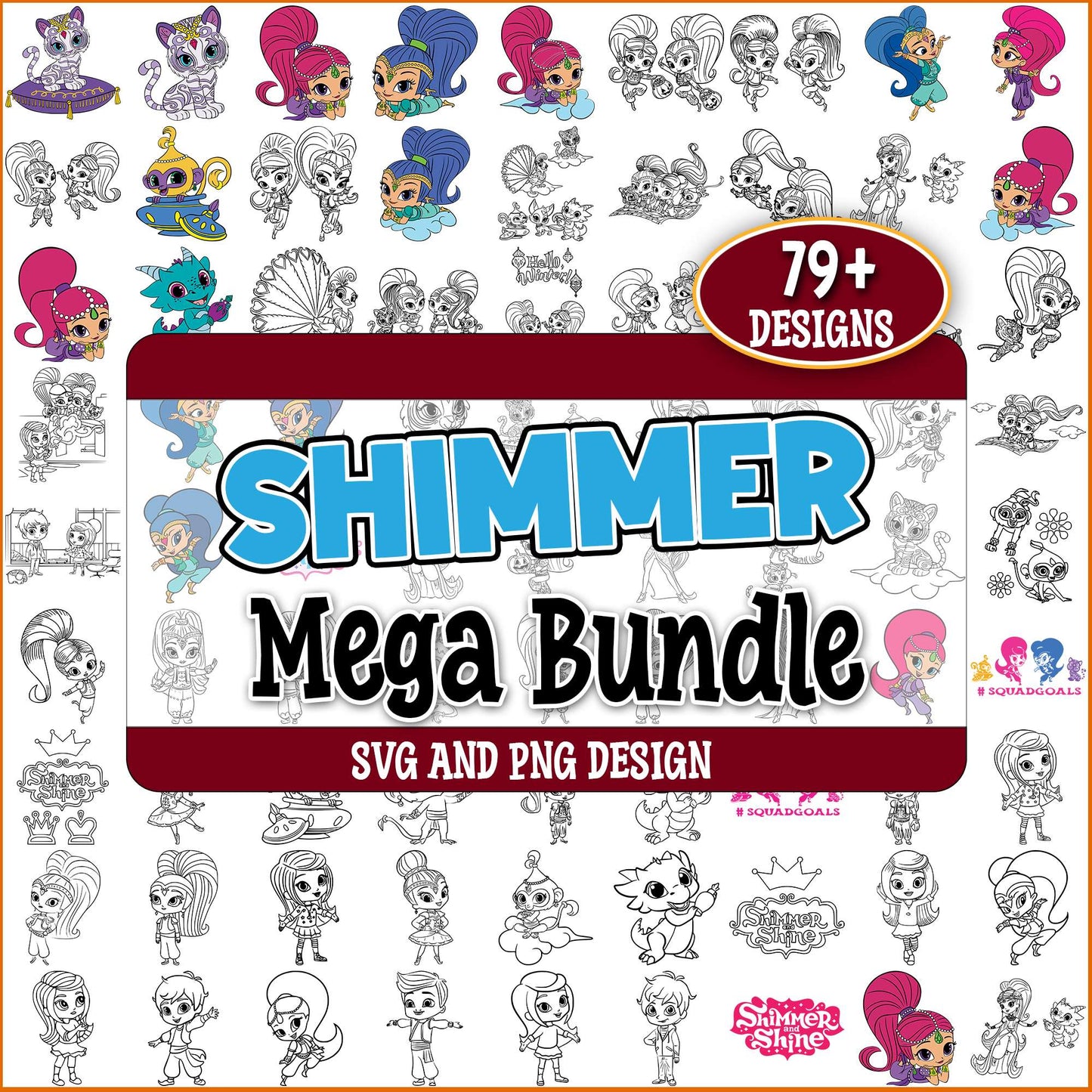 Shimmer and shine sketch svg bundle
