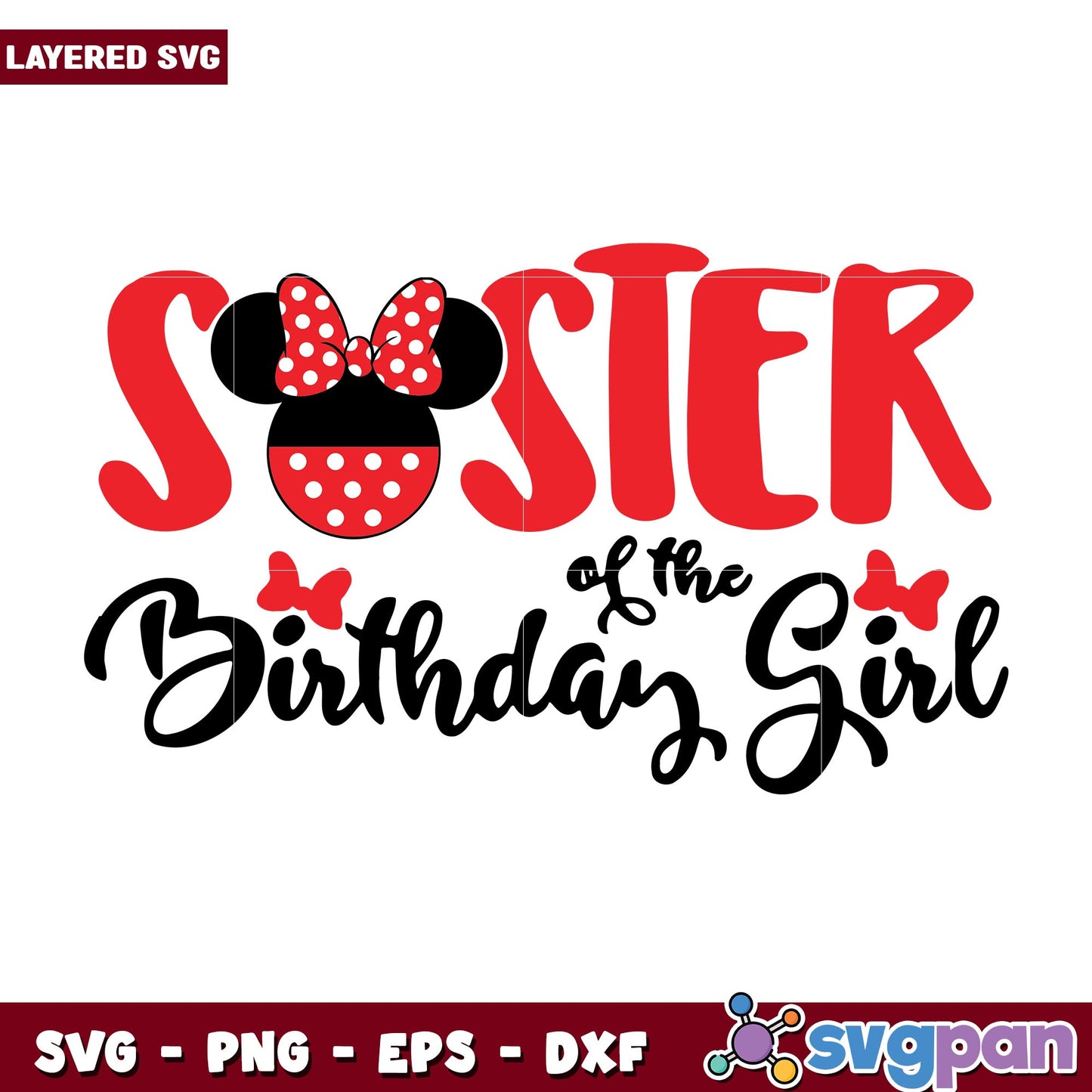 Sister Minnie mouse birthday girl svg, Disney characters svg, Digital Download