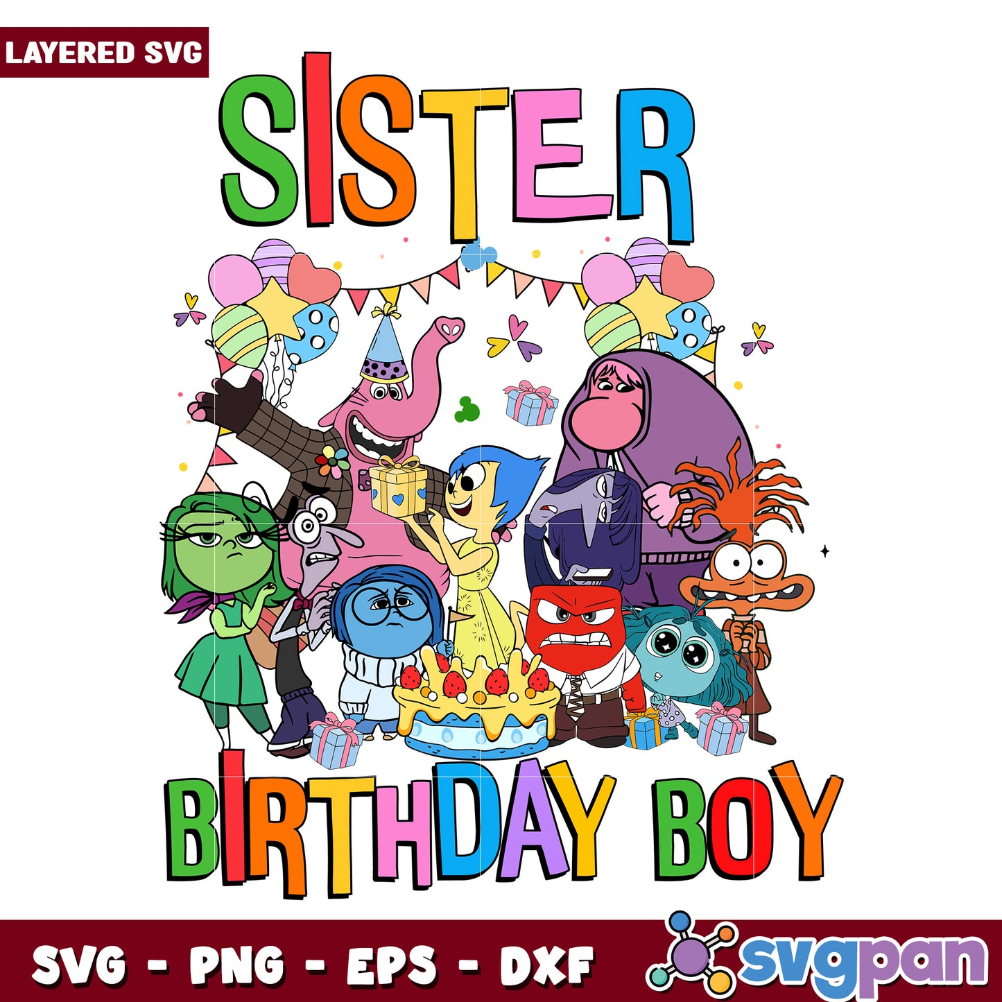 Sister inside out birthday png, inside out characters png, walt disney png