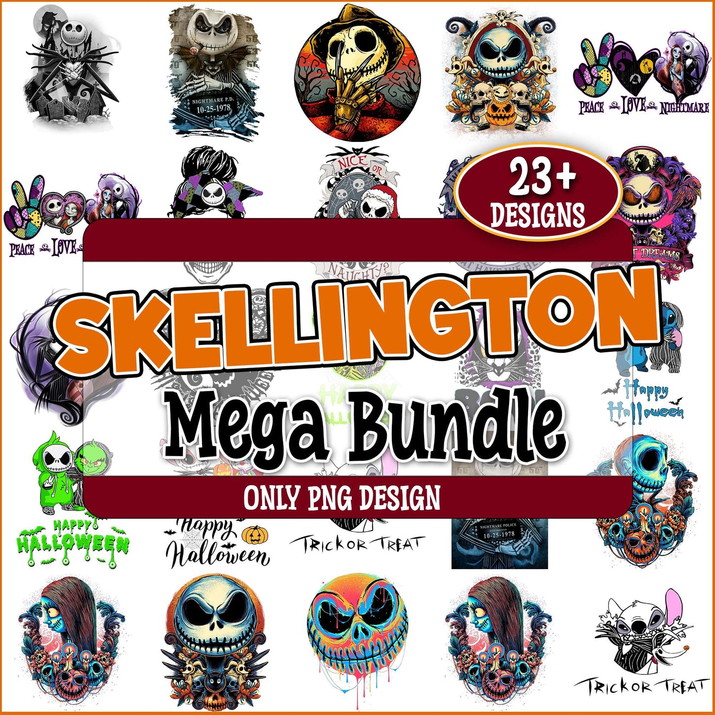 Skellington art png bundle