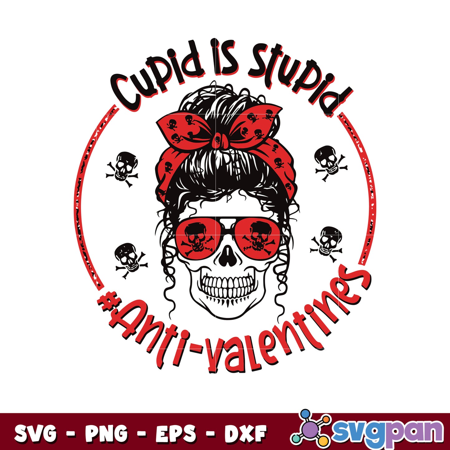 Skull girl head cupid is stupid svg, skull head svg, valentine day svg