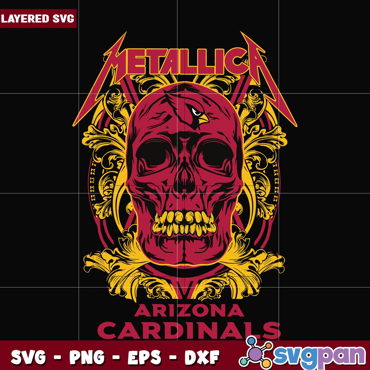 Skull metallica Arizona Cardinals svg, super bowl svg, nfl teams logo svg