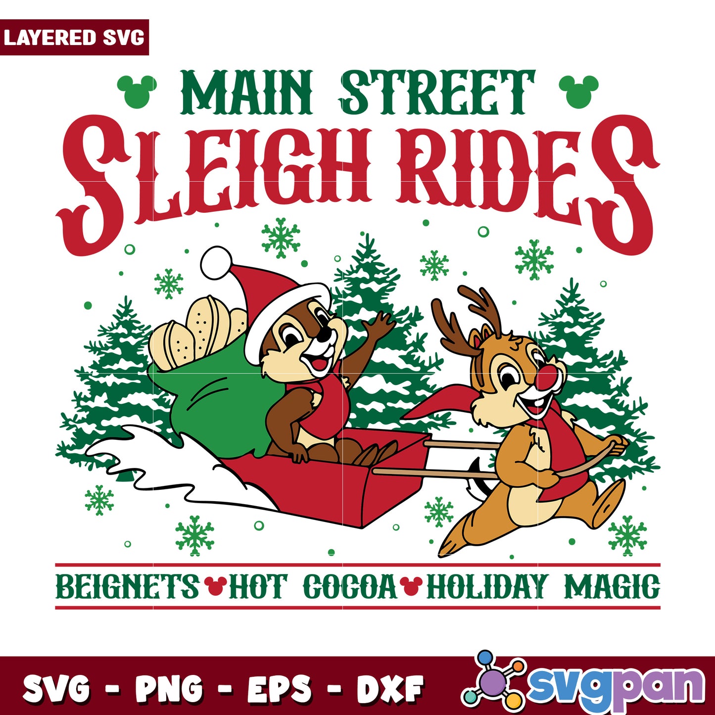 Sleigh rides svg, disney characters svg, christmas logo svg