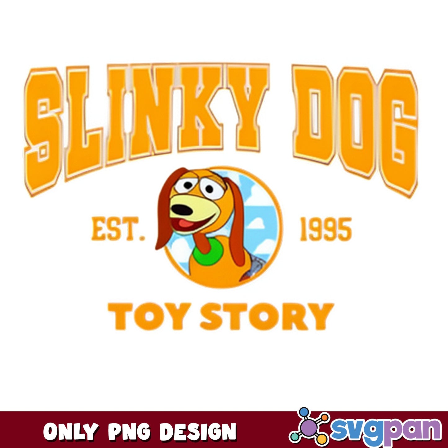 Slinky Dog Toy Story Est 1995 PNG, Disney PNG, Toy Story PNG