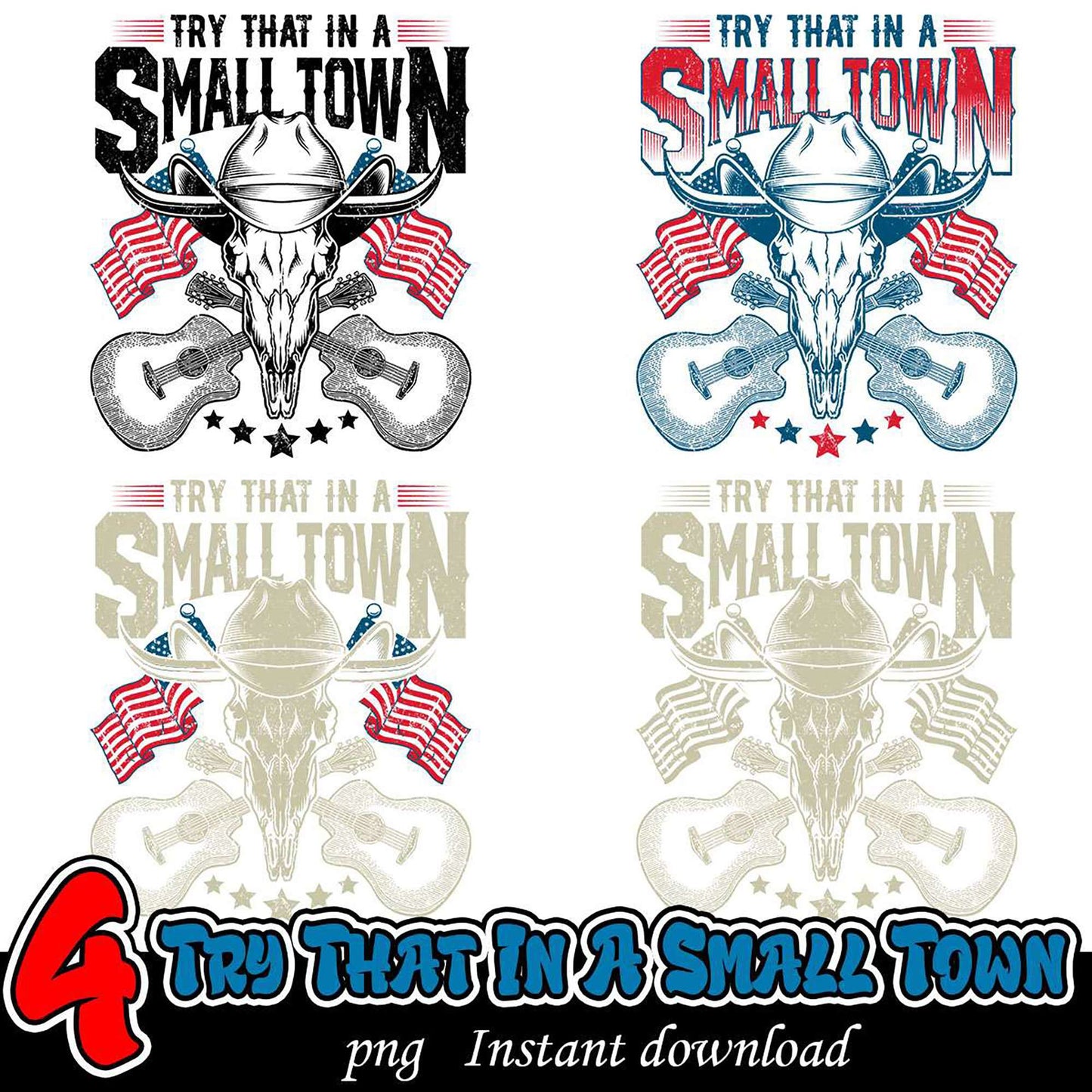 Small Town USA Skull PNG Bundle