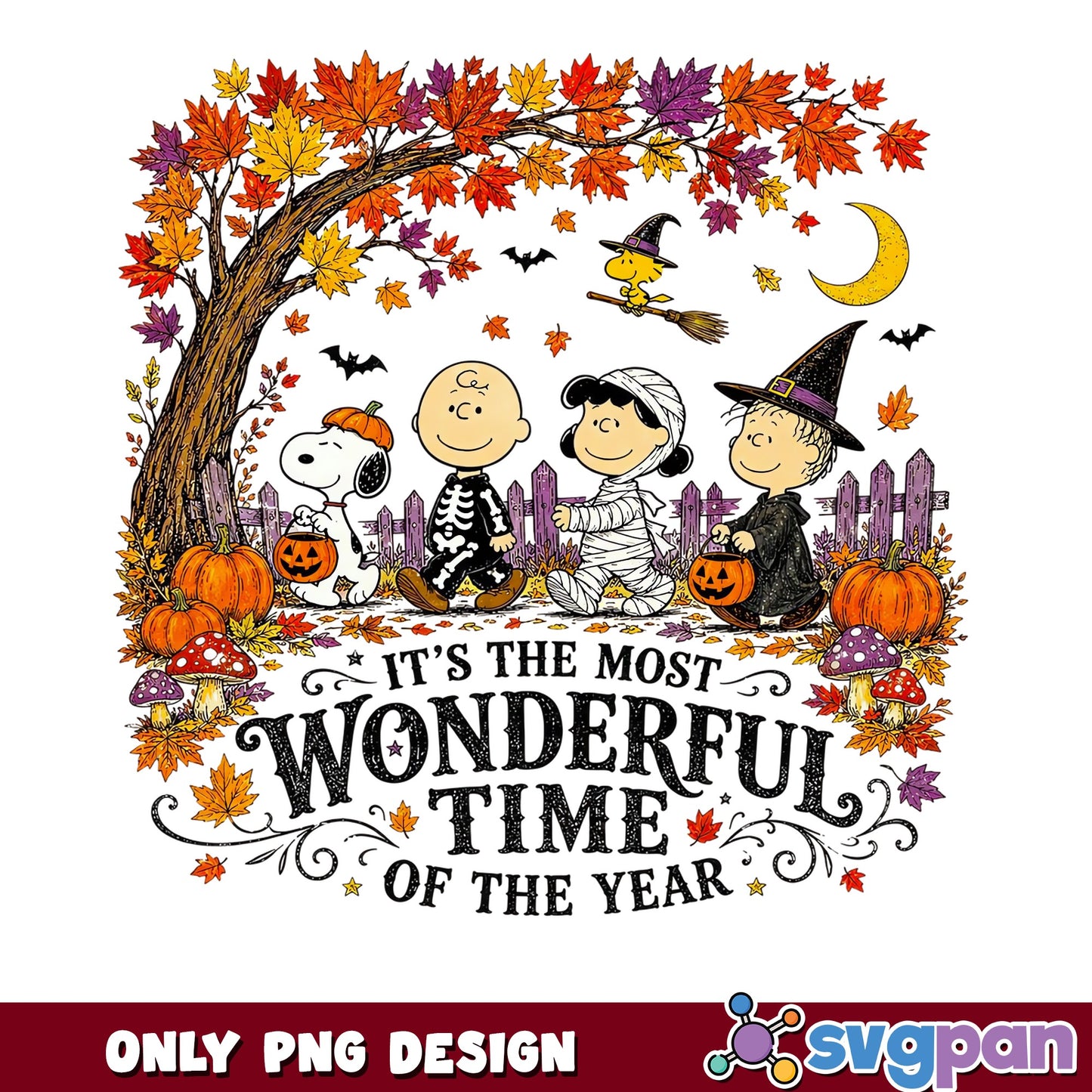 Snoopy Halloween PNG, Peanuts Wonderful Time Of The Year, Fall PNG