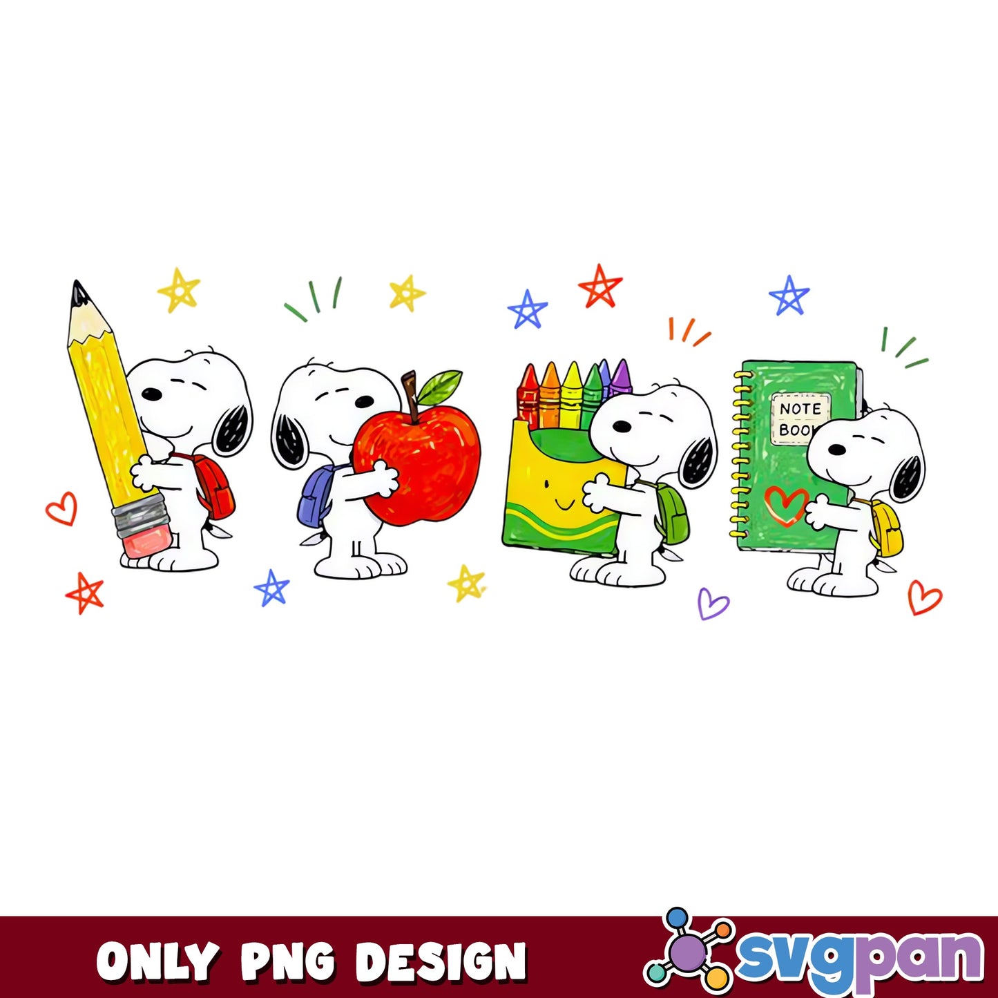 Snoopy School Bundle PNG, Cute Peanuts Back To School PNG, Teacher PNG