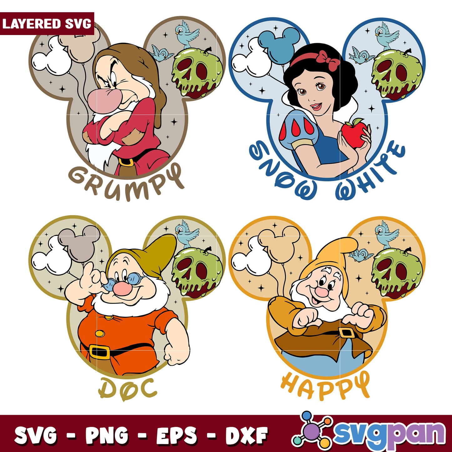 Snow White Dwarfs SVG Bundle