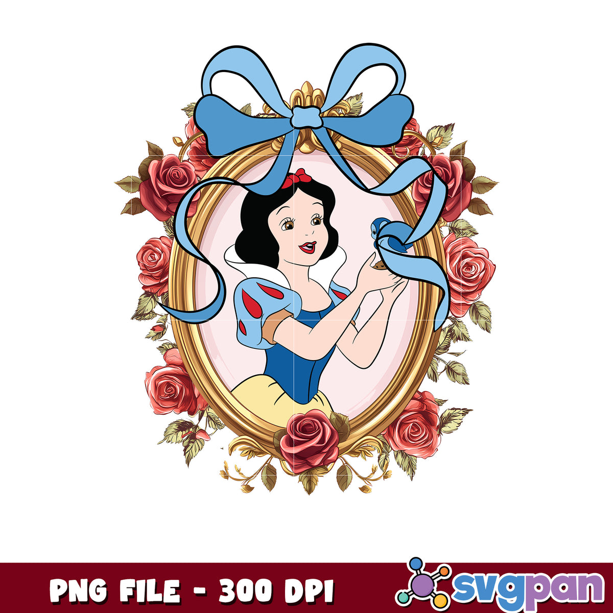 Snow White PNG Roses & Bow Frame
