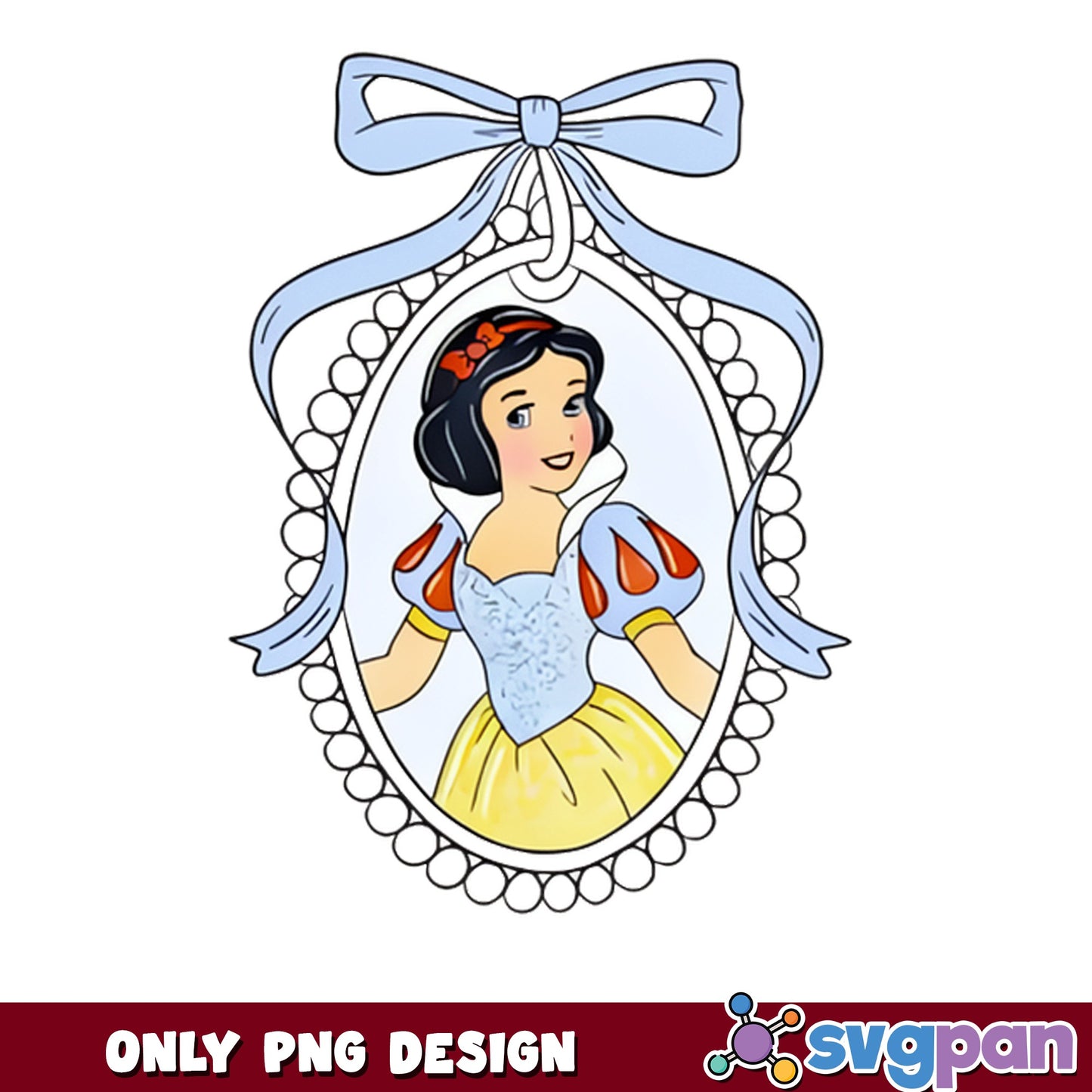 Snow White Coquette Bow Cameo PNG, Disney Princess PNG, Bow PNG