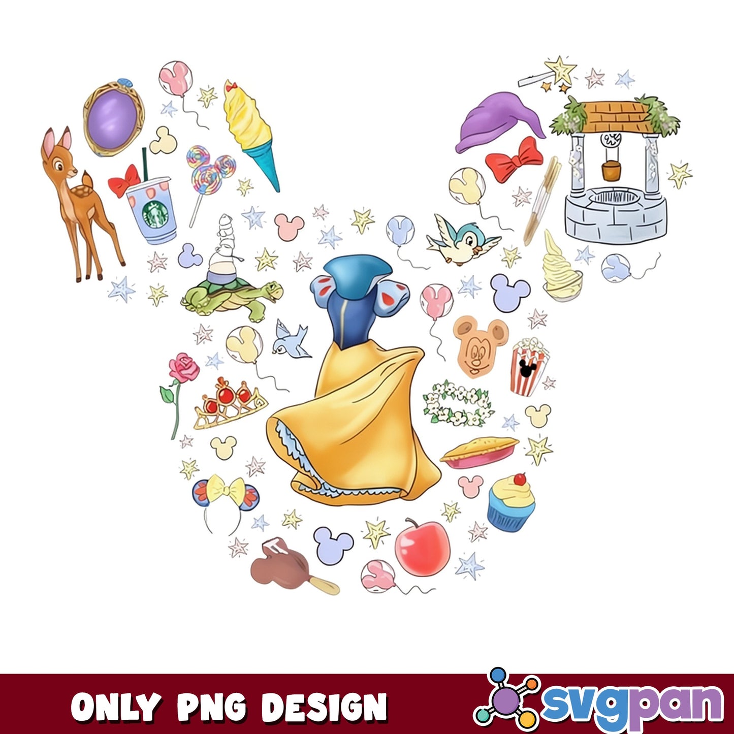 Snow White Mickey Head Disney Princess PNG, Disney PNG, Princess PNG
