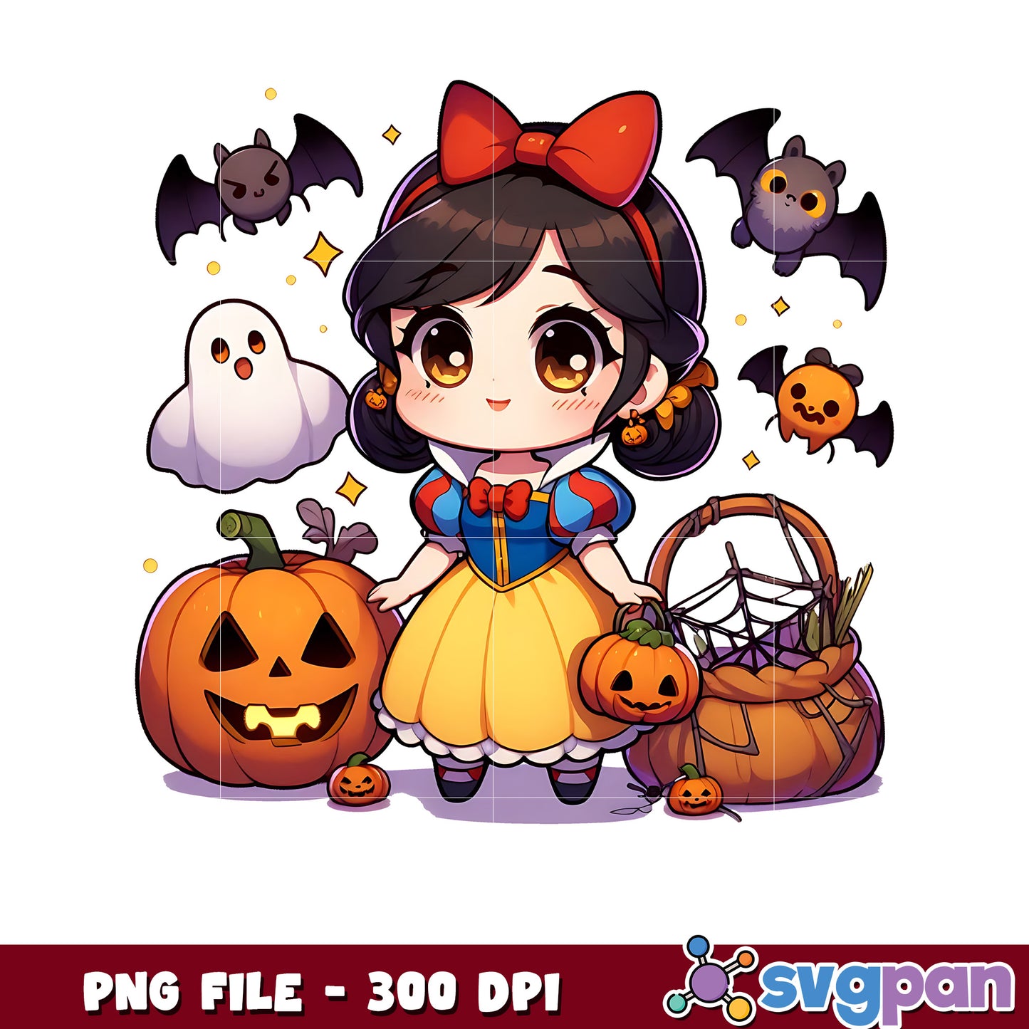 Snow white halloween png, spooky season png, halloween cartoons png
