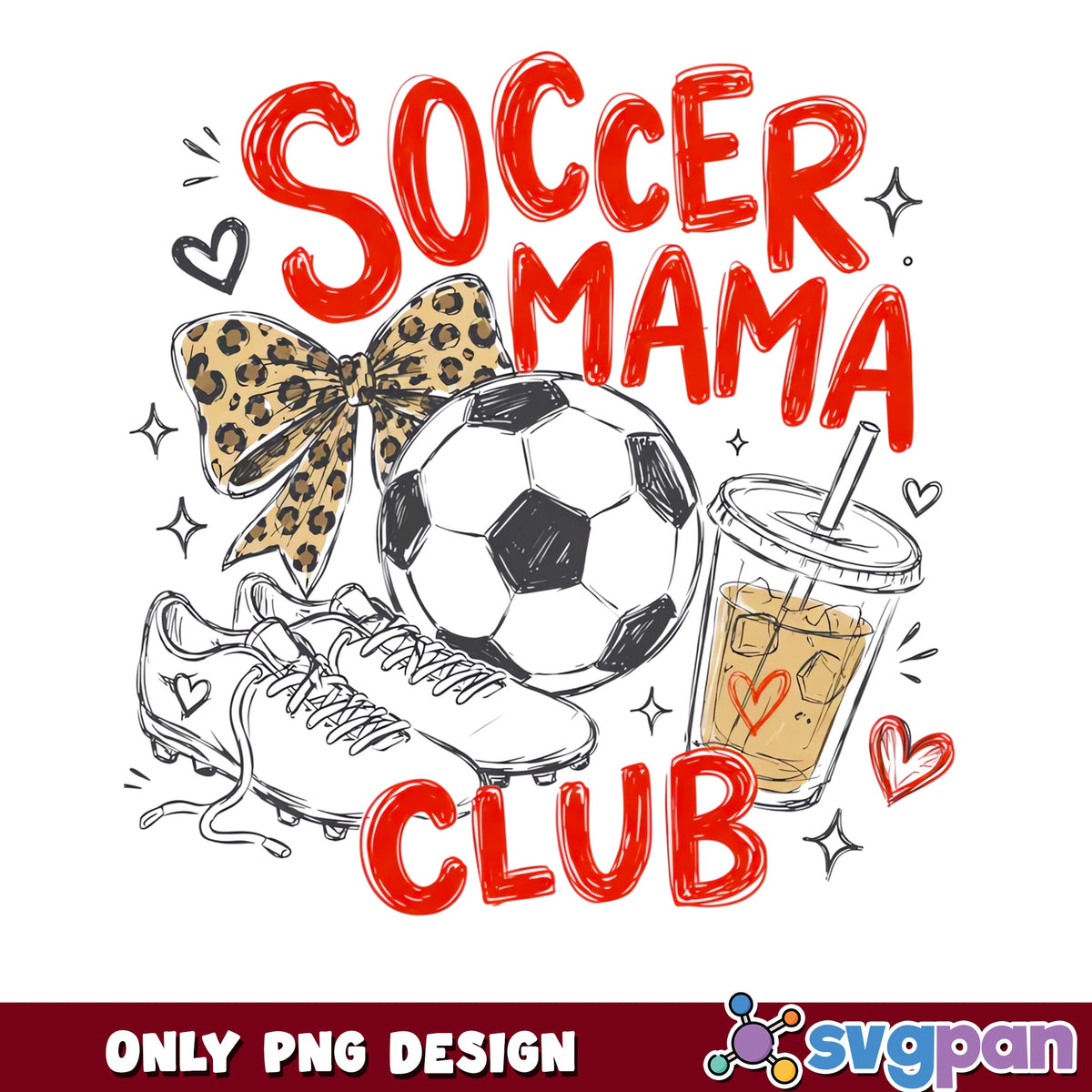 Soccer Mama Club PNG, Soccer Mom Leopard Bow PNG, Sports Mom PNG
