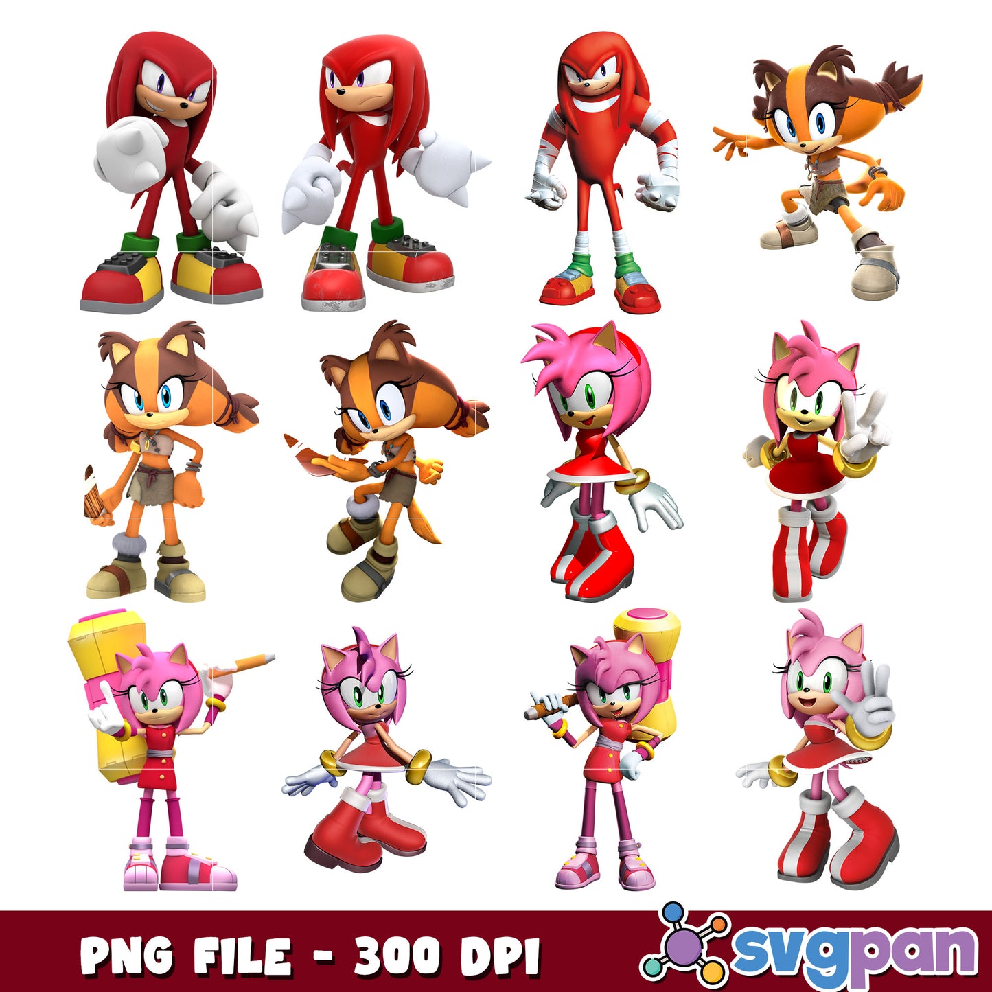 Sonic Boom Characters PNG Bundle 300 DPI