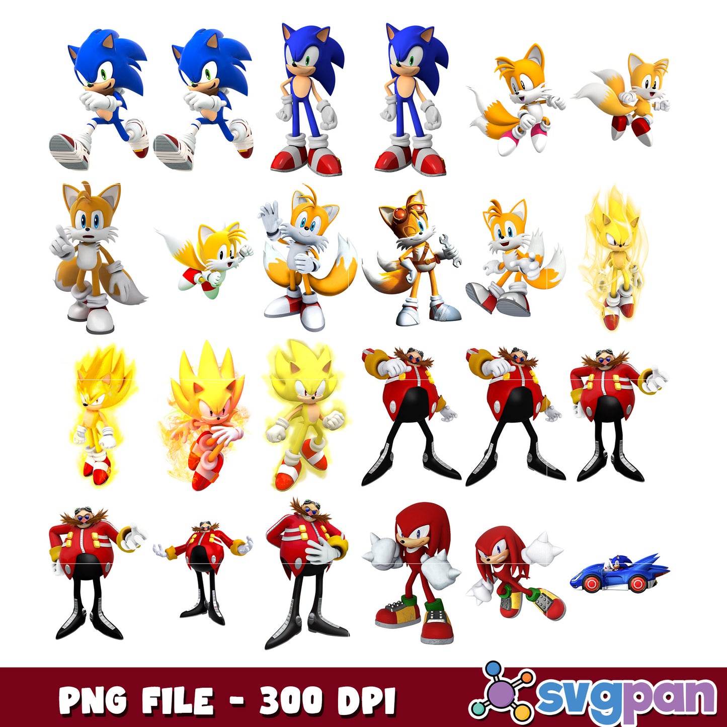 Sonic Characters PNG Bundle 300 DPI