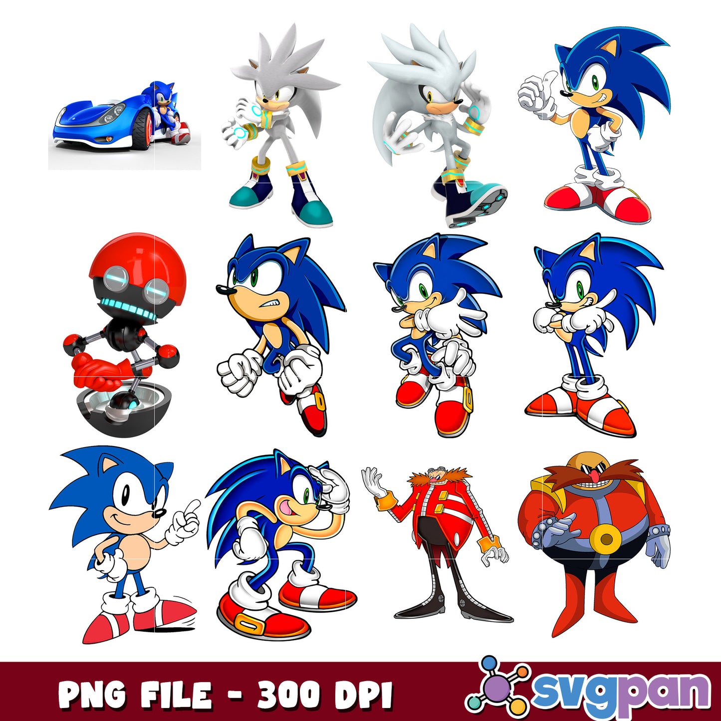 Sonic & Silver PNG Bundle - 300 DPI